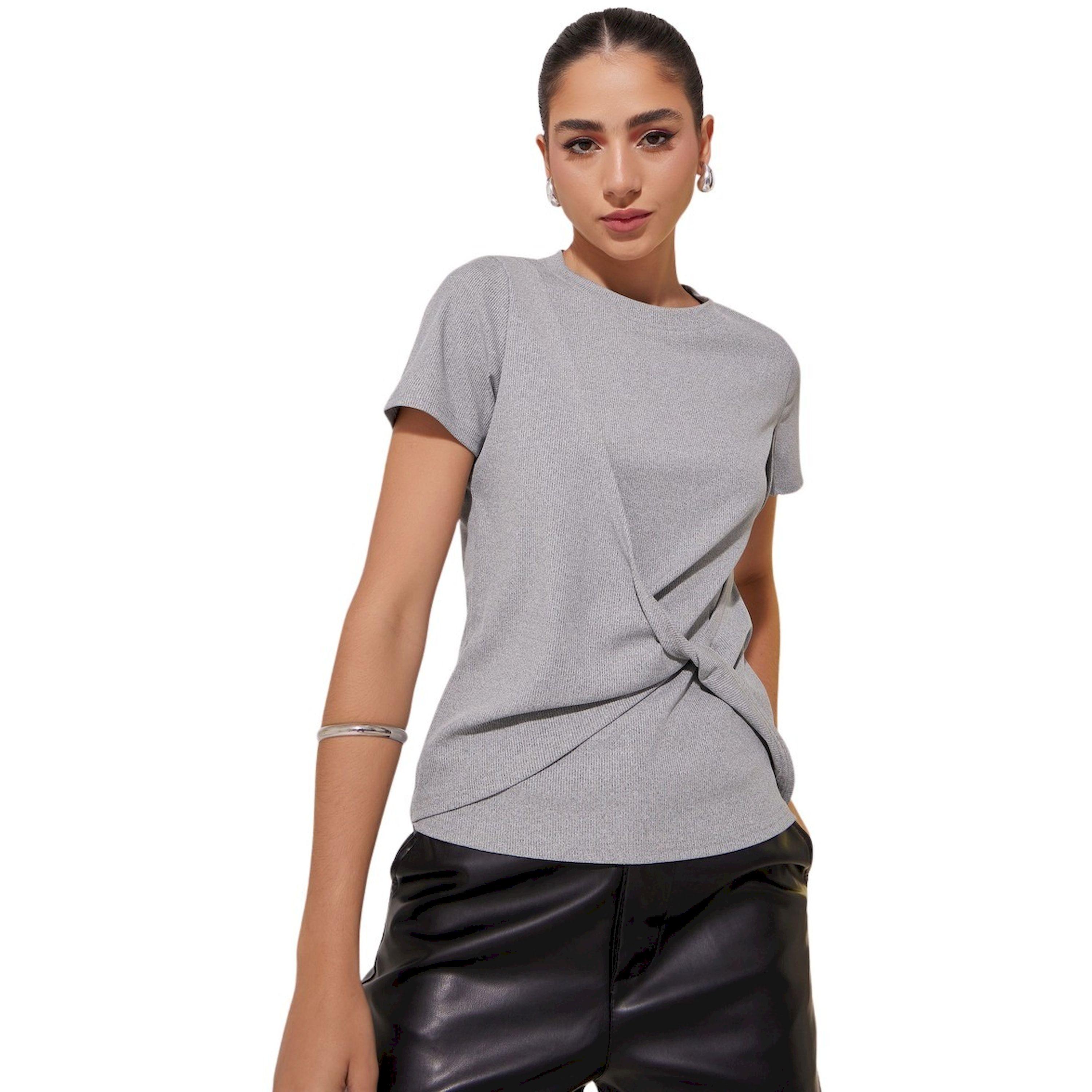 Take Two Rib Round Neck Front Twist T-Shirt-women-clothing-tshirts-image-1