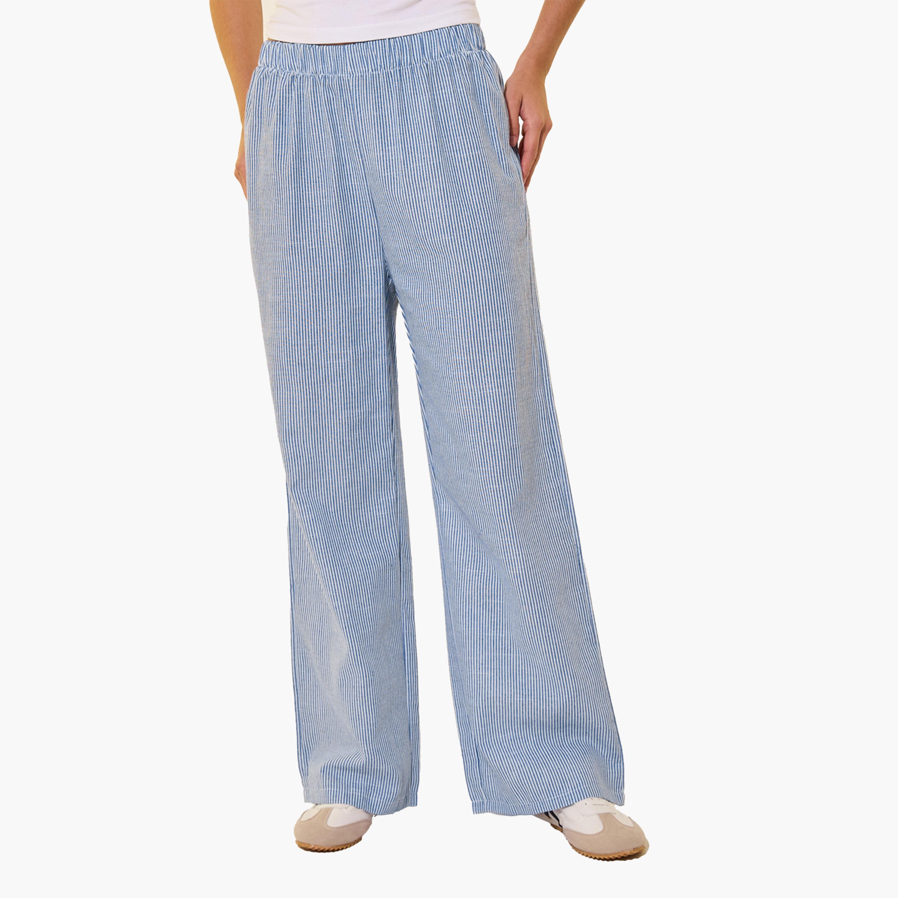 طقم منسق من بنطال مع بليزر مخطط-women-clothing-coordsets-image-5