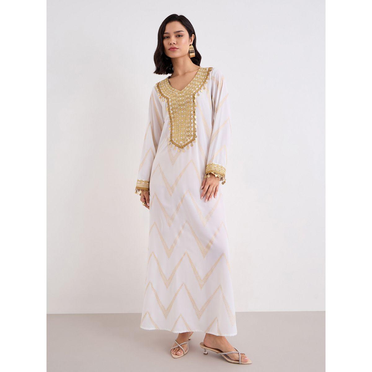 جلابية بطبعة فويل لامعة مع تفاصيل مُطرزة-women-arabicclothing-jalabiyas-image-2