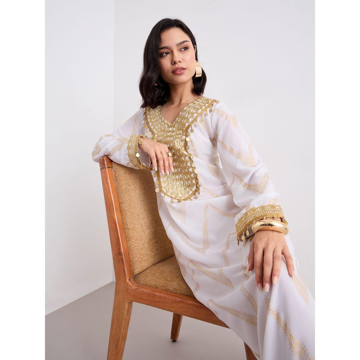 جلابية بطبعة فويل لامعة مع تفاصيل مُطرزة-women-arabicclothing-jalabiyas-image-5