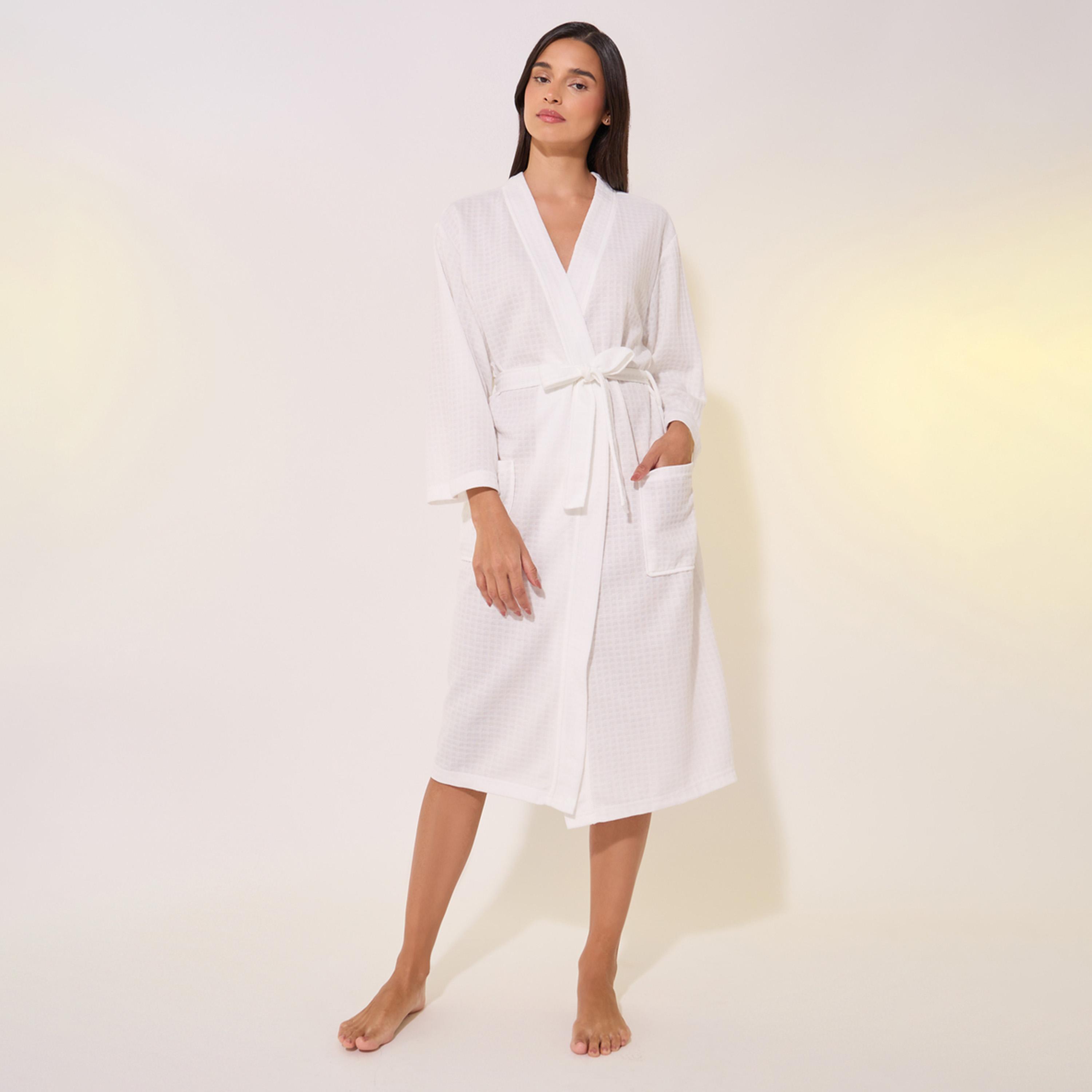 Take Two Texture Long Sleeve Tie-Up Waist Robe-women-clothing-nightwear-robes-image-1