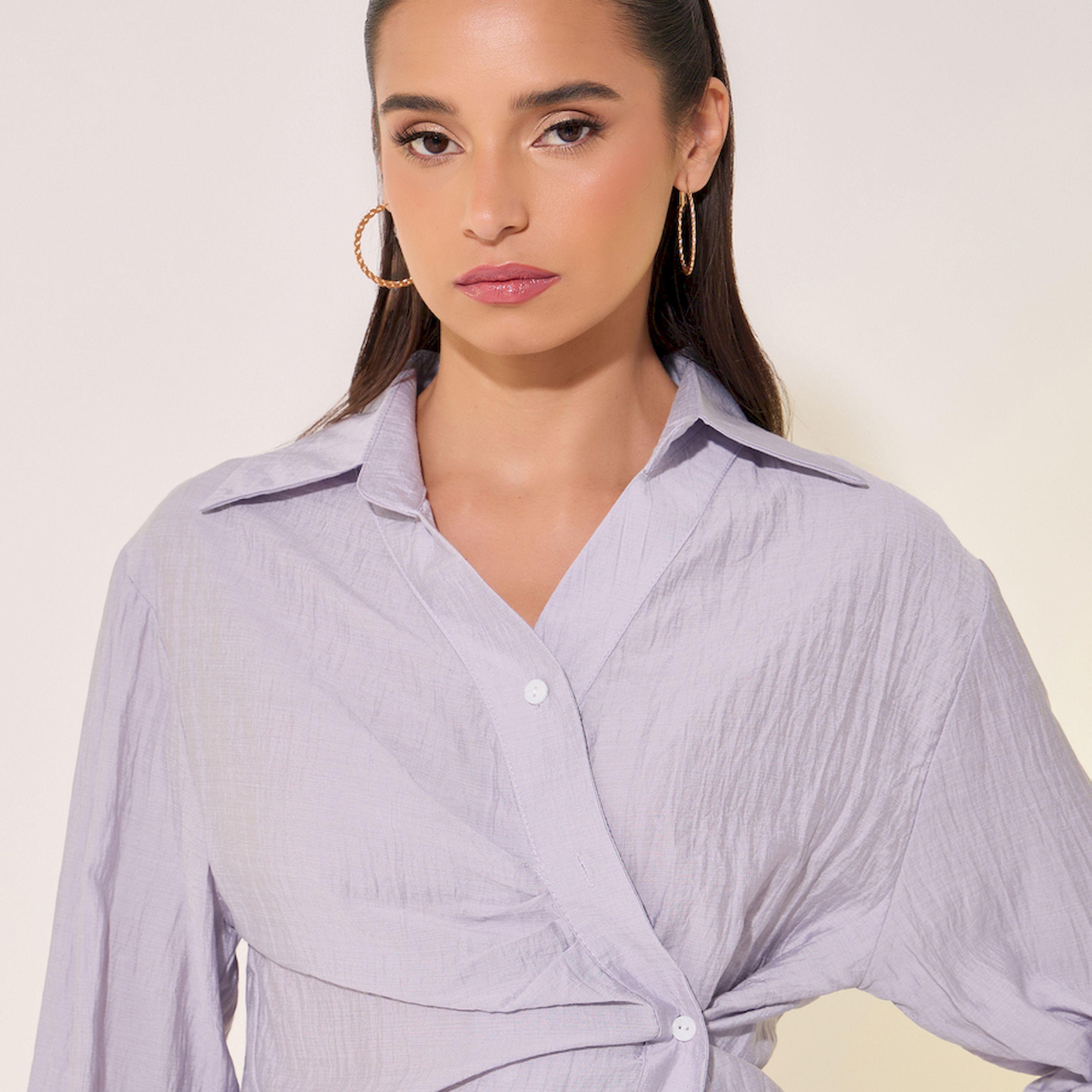 Take Two Textured Wrap Buttoned Shirt with Asymmetric Hem-women-clothing-shirtsandblouses-shirts-image-3