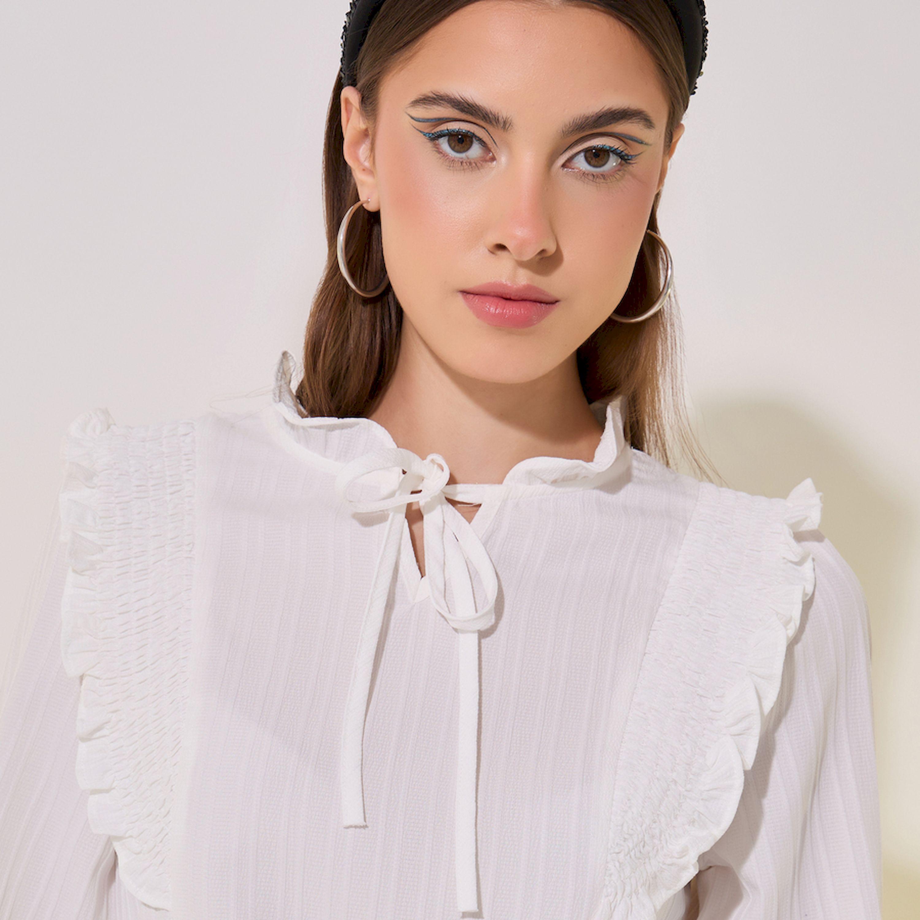 Take Two Texture Ruffled Detail Tie-Up Neck Top-women-clothing-shirtsandblouses-blouses-image-4