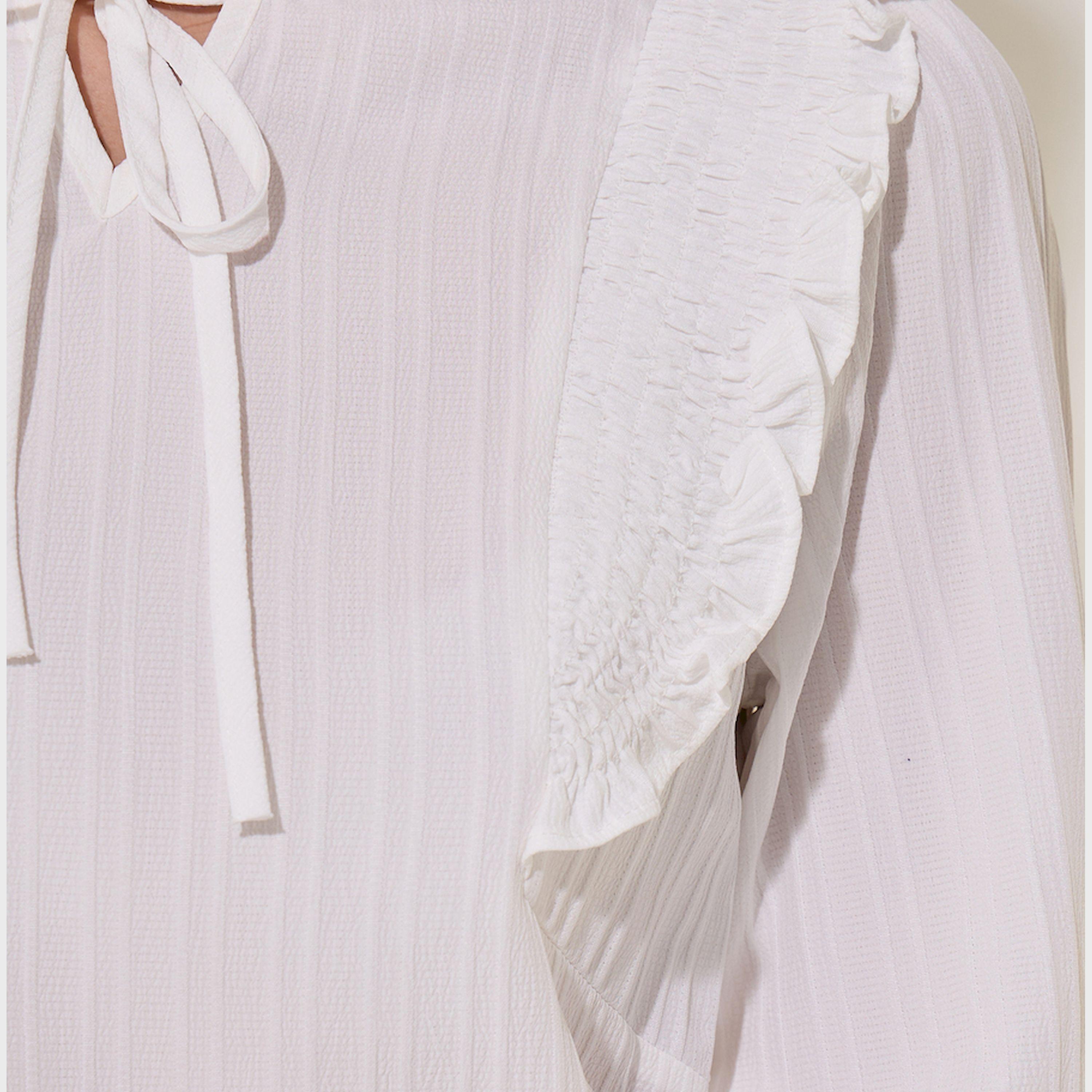 Take Two Texture Ruffled Detail Tie-Up Neck Top-women-clothing-shirtsandblouses-blouses-image-5