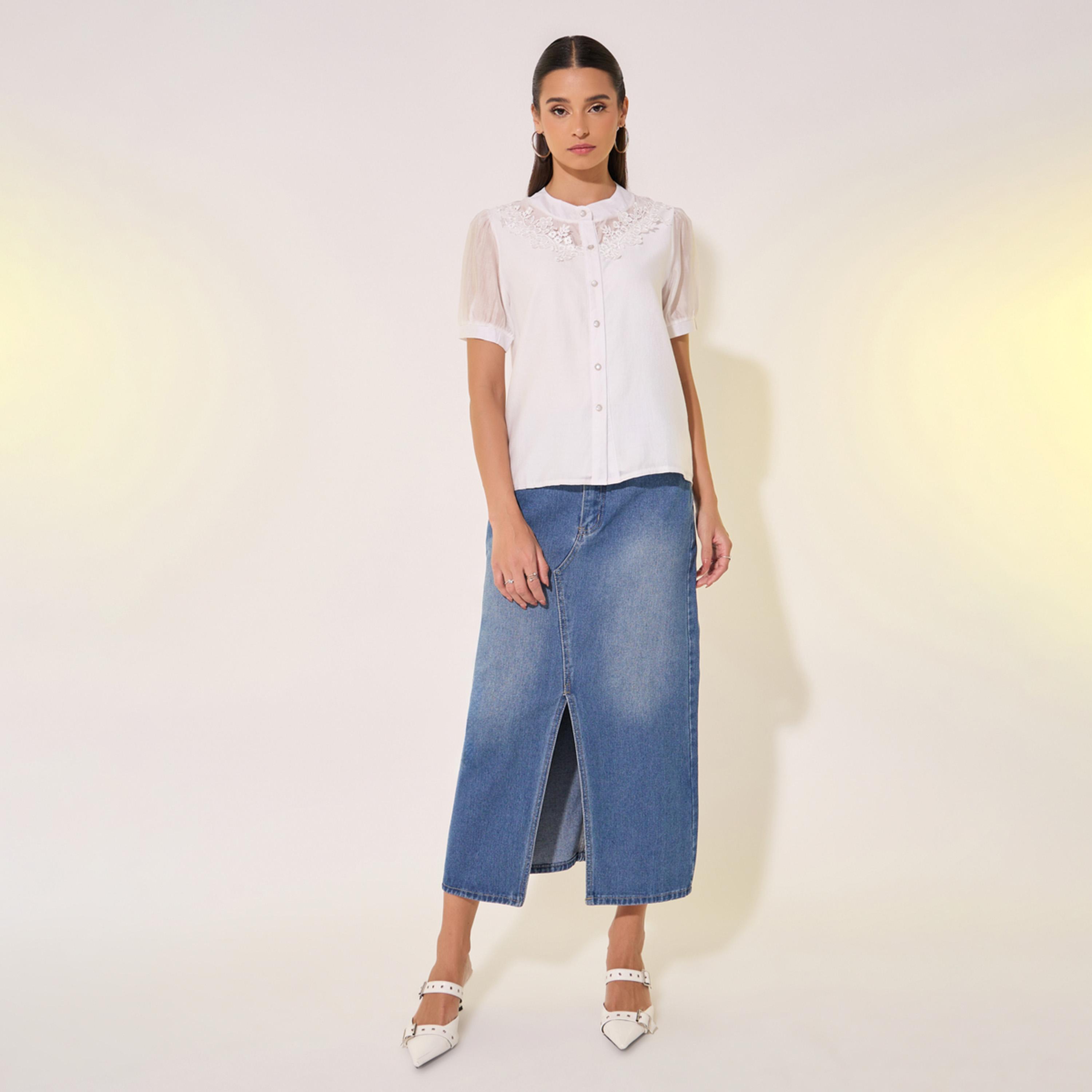 بلوزة بأكمام منفوخة وتداخلات دانتيل-women-clothing-shirtsandblouses-shirts-image-3