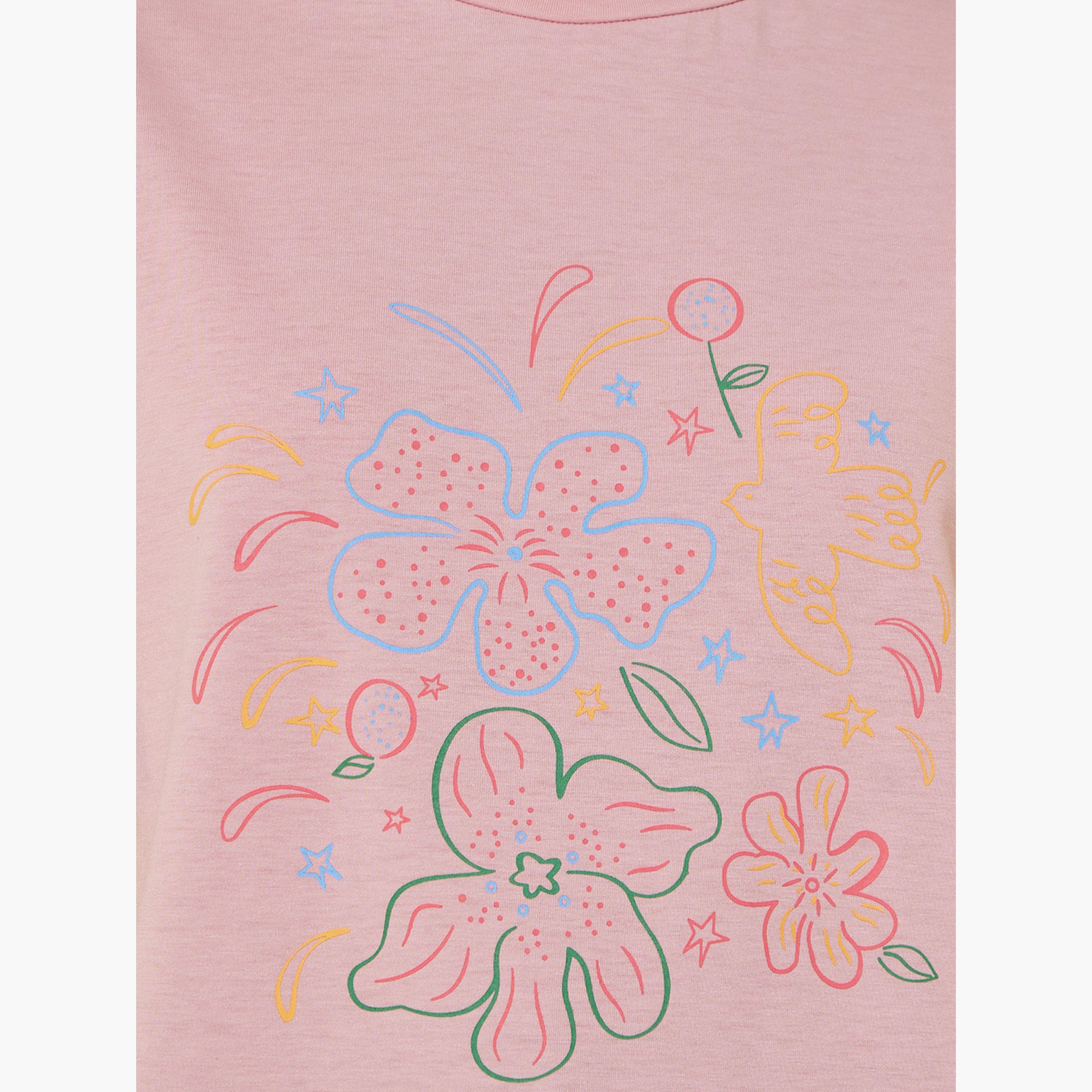 Take Two Floral Graphic Print Short Sleeve  T-Shirt-women-clothing-tshirts-image-4