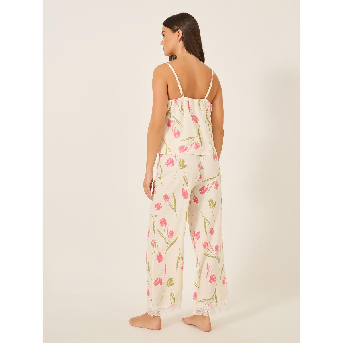 طقم بيجاما من روب وبنطال مع بلوزة كامي بطبعة زهور-women-clothing-nightwear-pyjamas-longsets-image-7