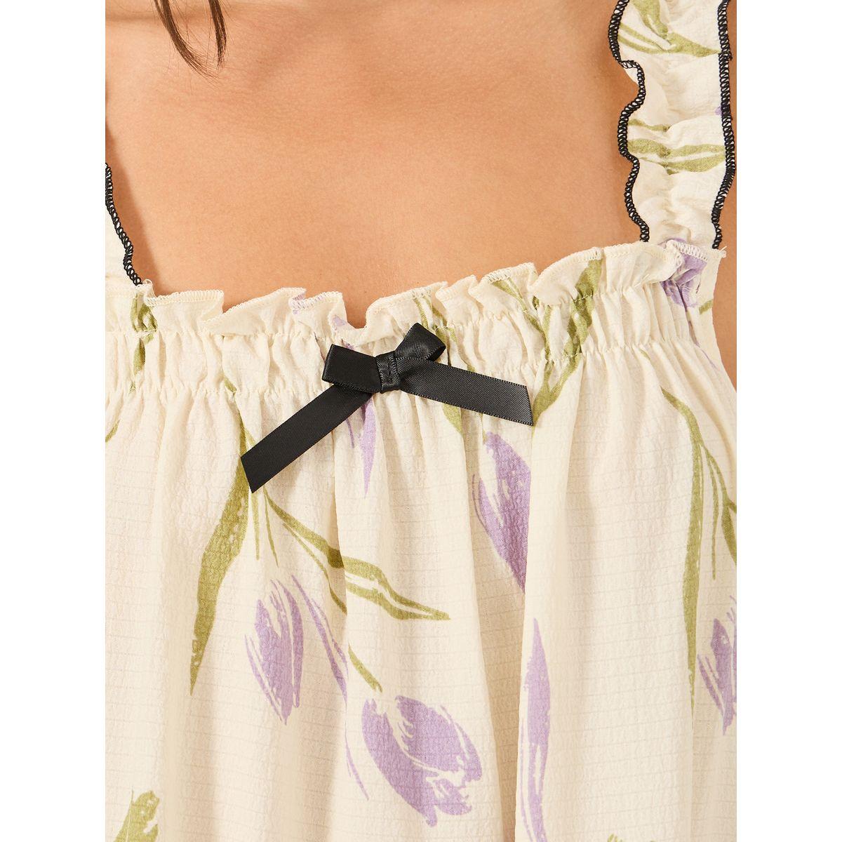 Styli Floral Print Ruffled Hem Strappy Nightdress-women-clothing-nightwear-nighties-image-3
