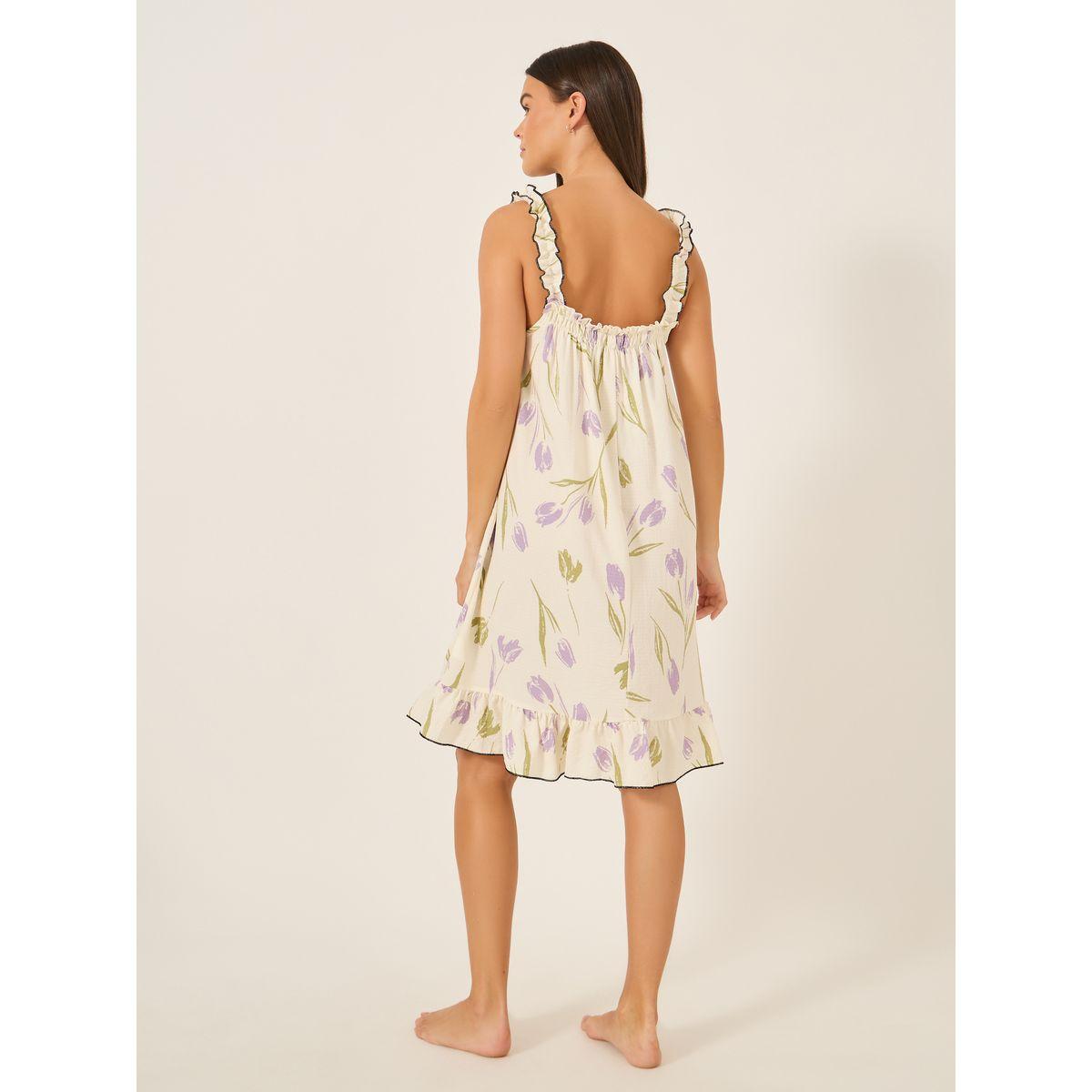 Styli Floral Print Ruffled Hem Strappy Nightdress-women-clothing-nightwear-nighties-image-4