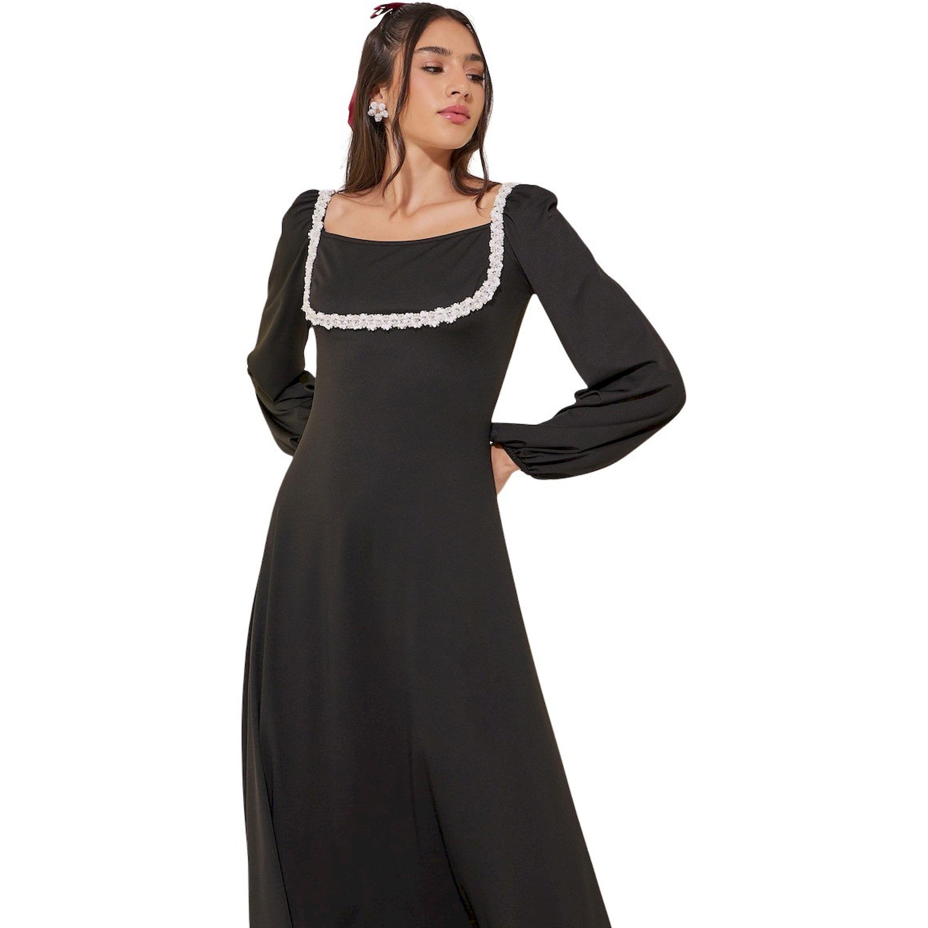 Take Two Solid Embellished Lace Detail Midi Dress-women-clothing-dresses-image-3