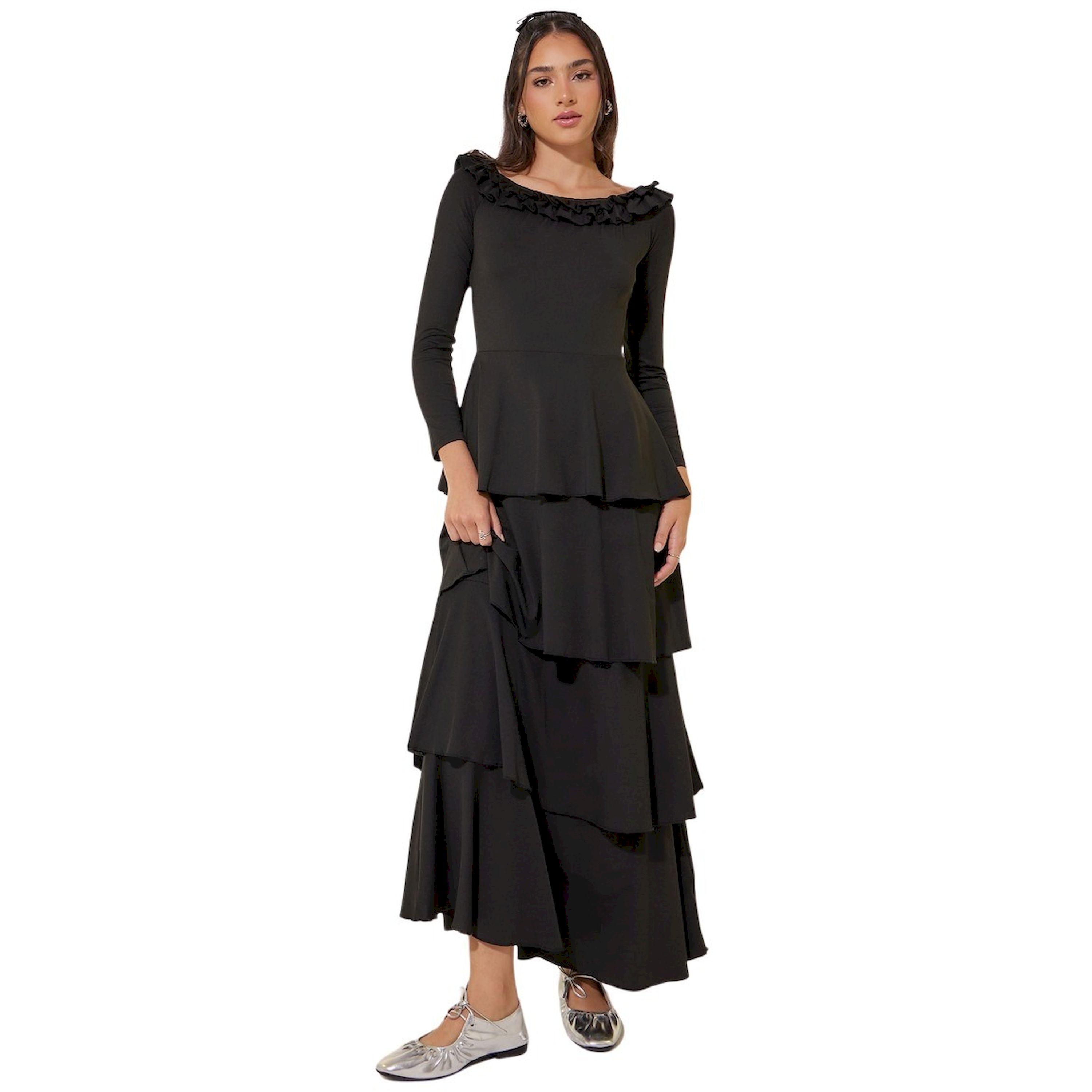 فستان ميدي سادة بياقة دائرية-women-clothing-dresses-image-2