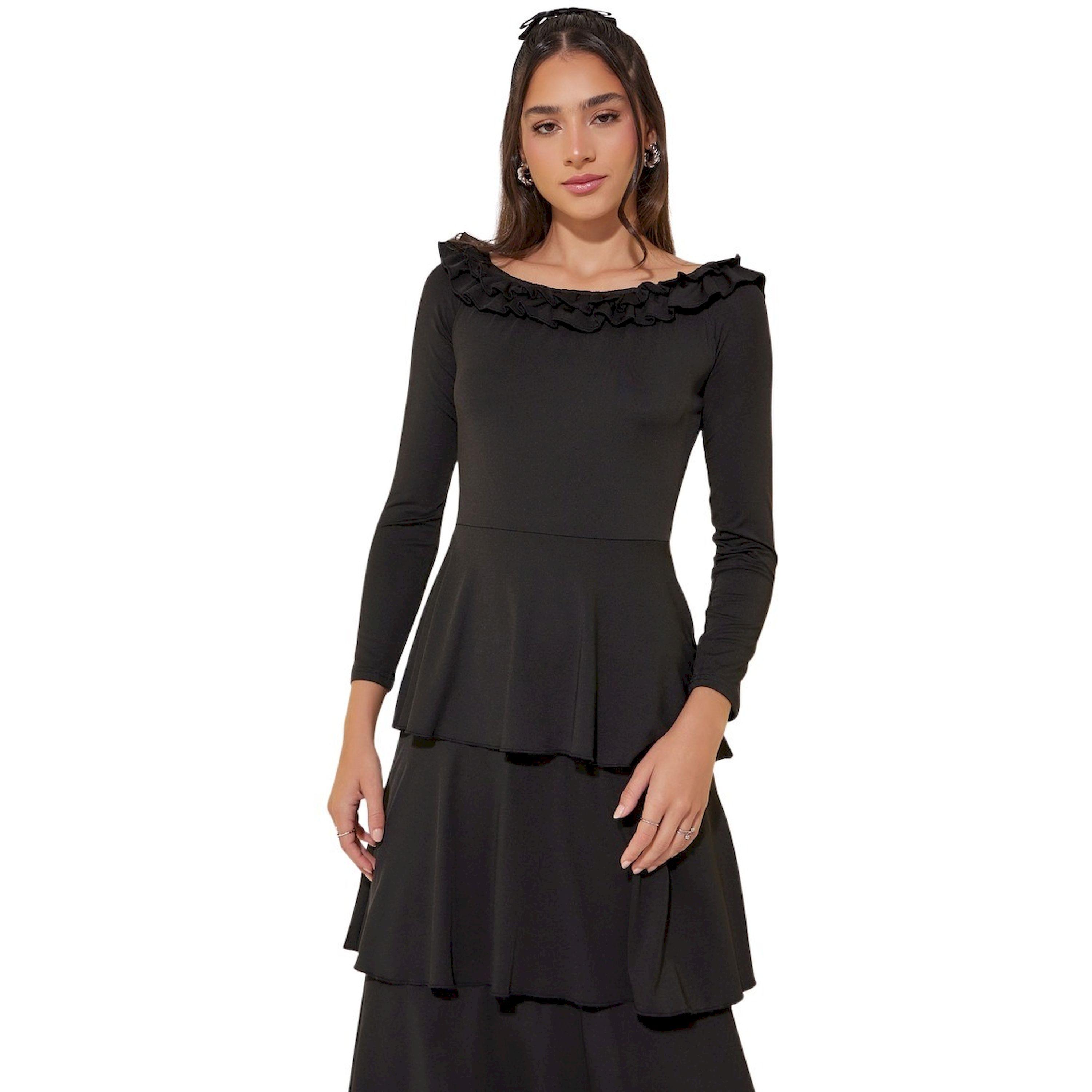 Take Two Solid Round Neck Long Sleeve Tiered Midi Dress-women-clothing-dresses-image-3