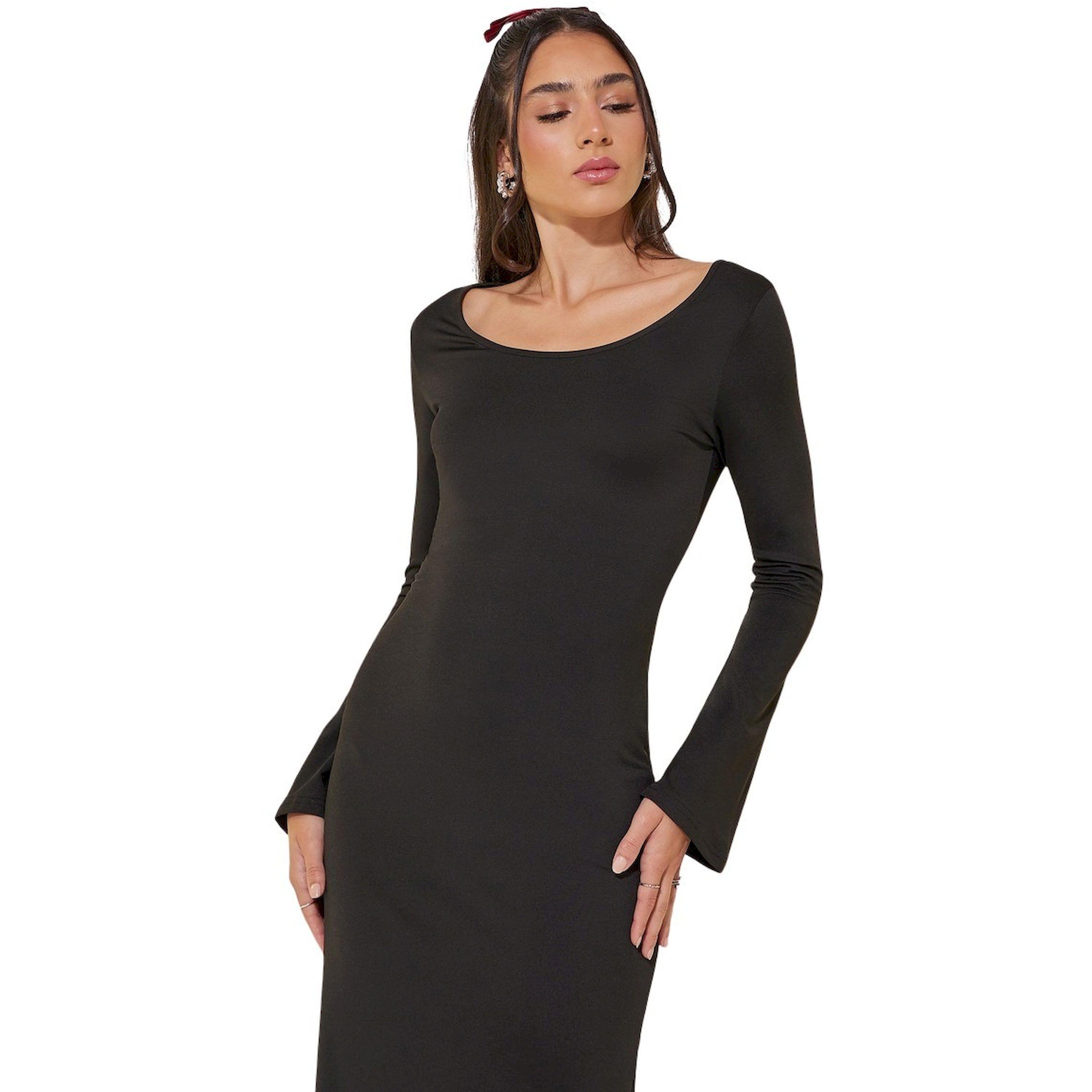 Take Two Solid Lace Trim Round Neck Long Sleeve Midi Dress-women-clothing-dresses-image-3