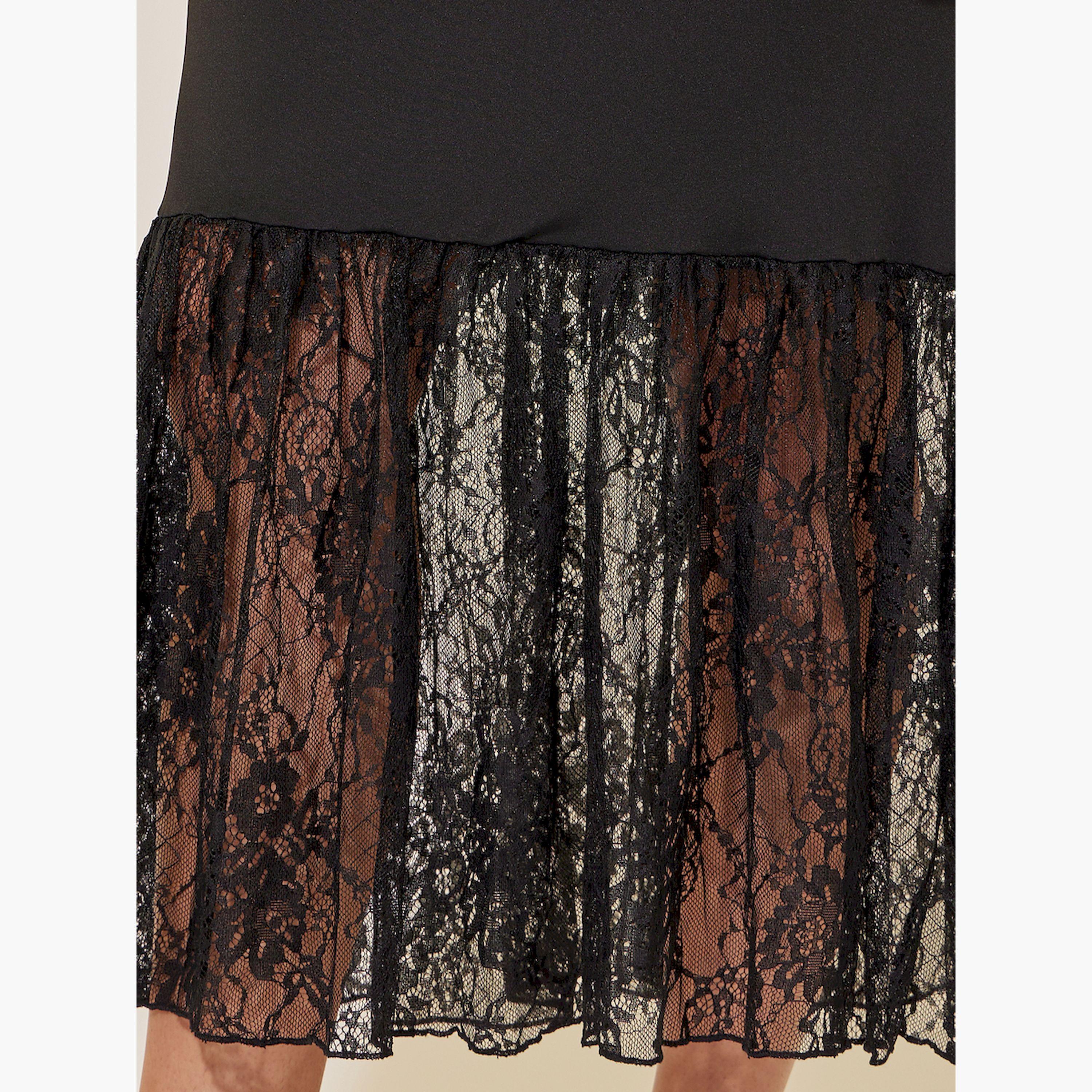 Take Two Solid Lace Trim Round Neck Long Sleeve Midi Dress-women-clothing-dresses-image-4