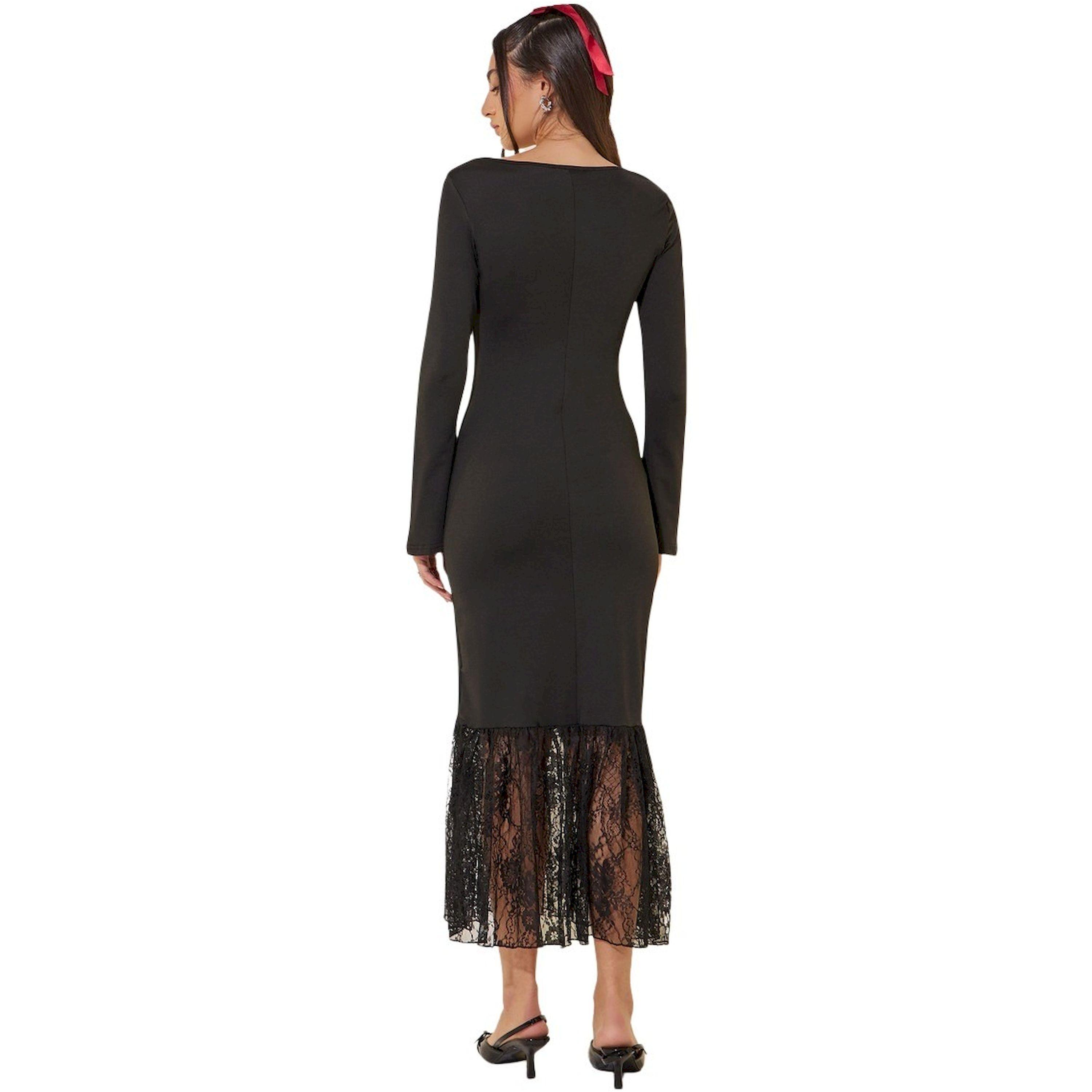 Take Two Solid Lace Trim Round Neck Long Sleeve Midi Dress-women-clothing-dresses-image-5