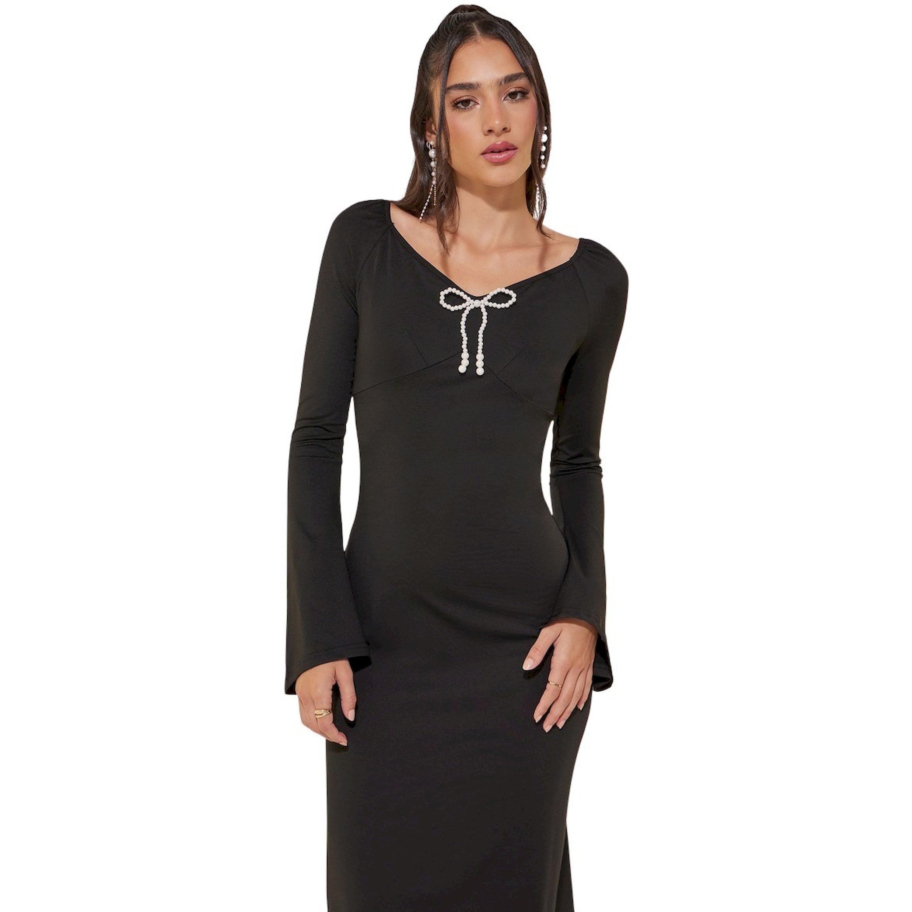 فستان طويل سادة بأكمام بنمط جرس-women-clothing-dresses-image-3