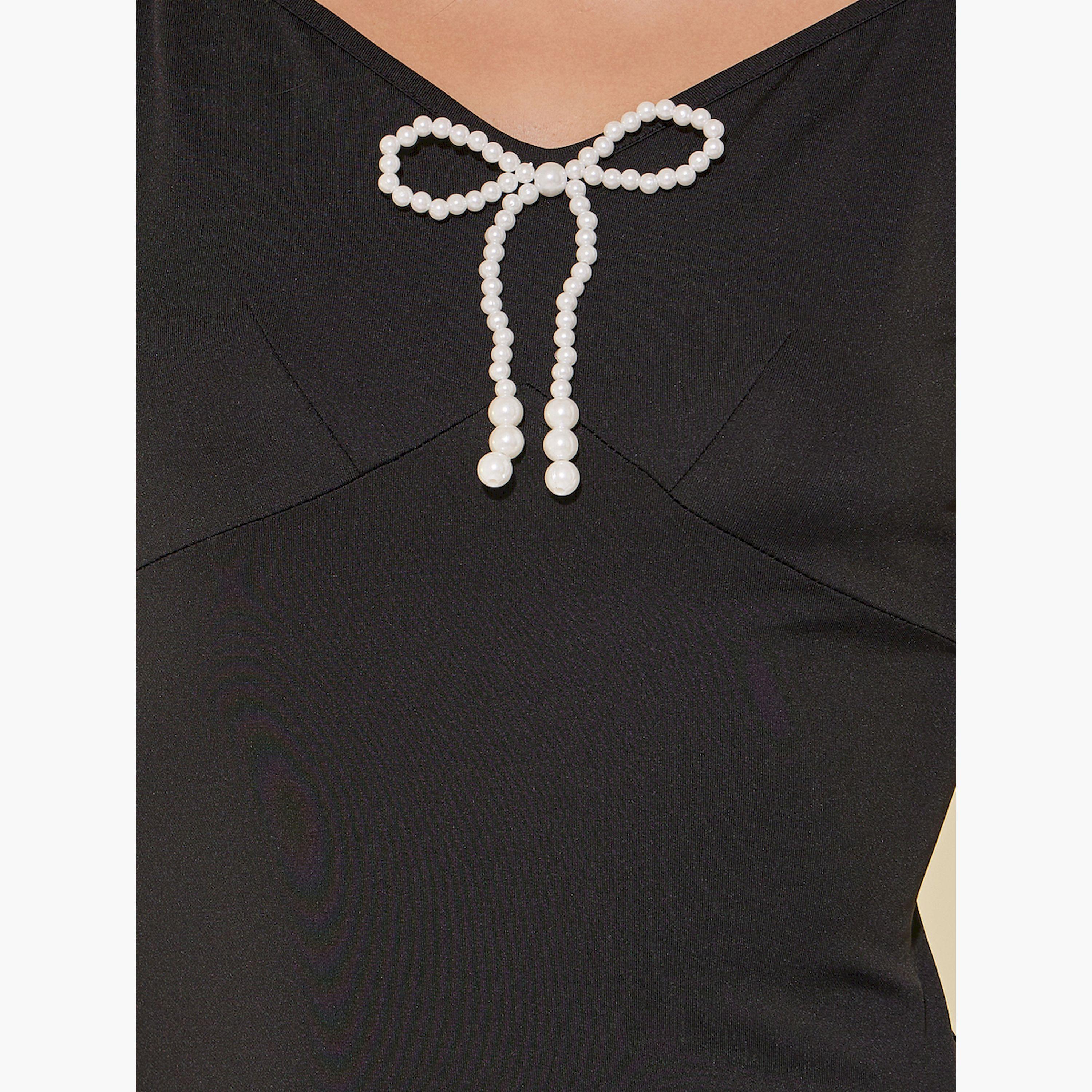 فستان طويل سادة بأكمام بنمط جرس-women-clothing-dresses-image-4