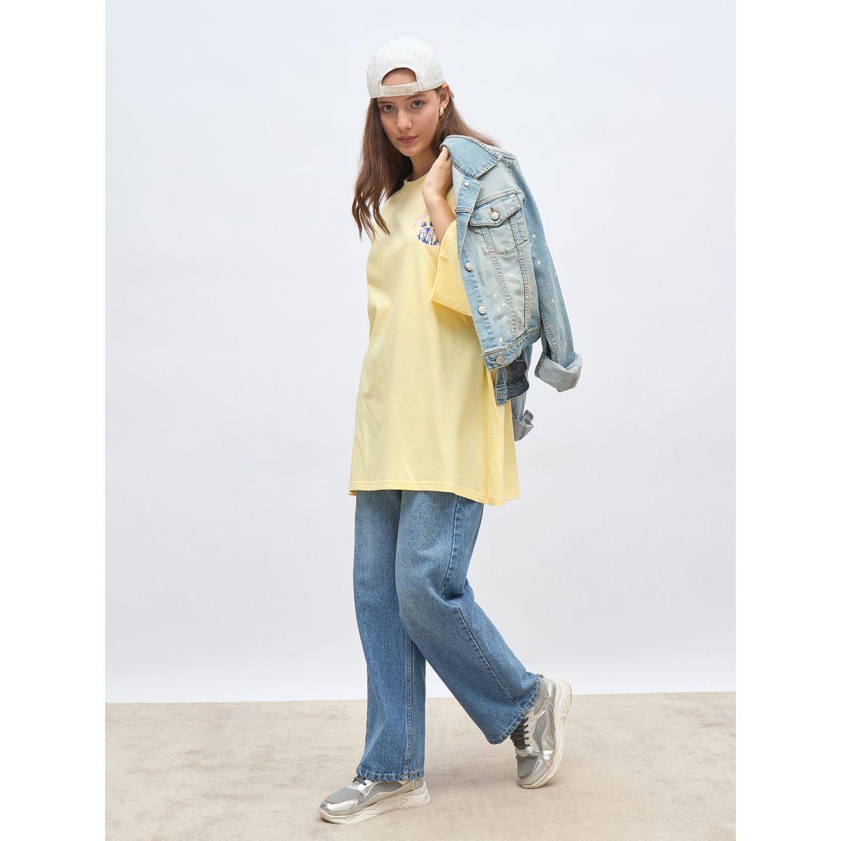 تيشيرت فضفاض بمقاس كبير مع تفاصيل أكتاف مُنخفضة-women-clothing-tshirts-image-1