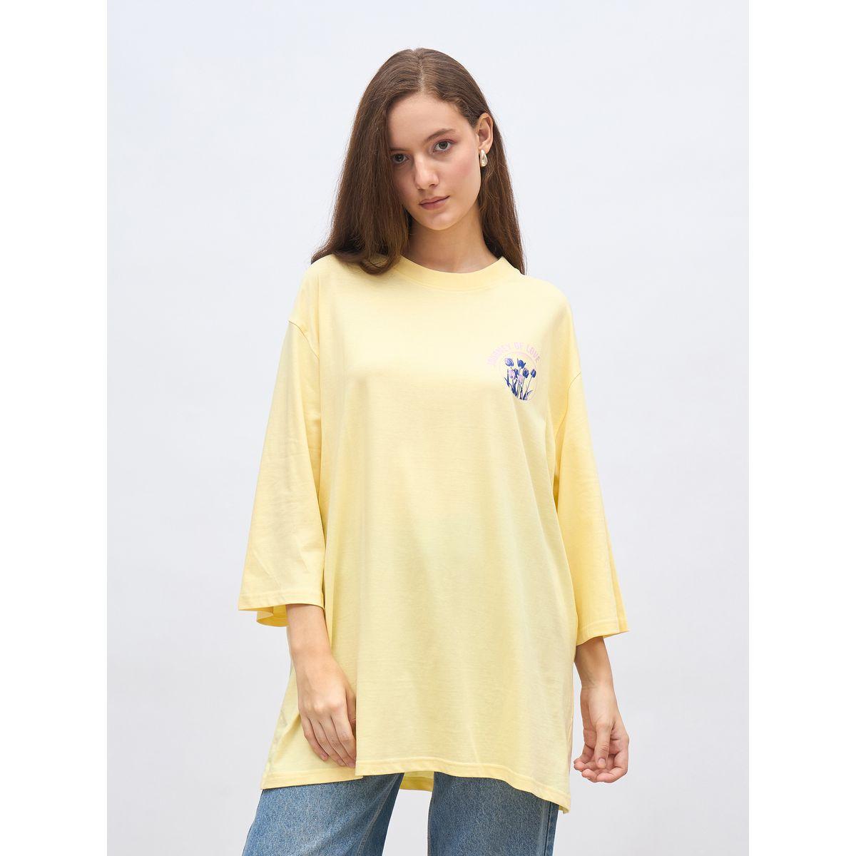 تيشيرت فضفاض بمقاس كبير مع تفاصيل أكتاف مُنخفضة-women-clothing-tshirts-image-2
