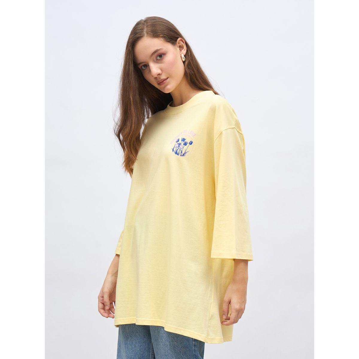 Styli Plus Oversized T-Shirt with Exaggerated Sleeves-women-clothing-tshirts-image-3