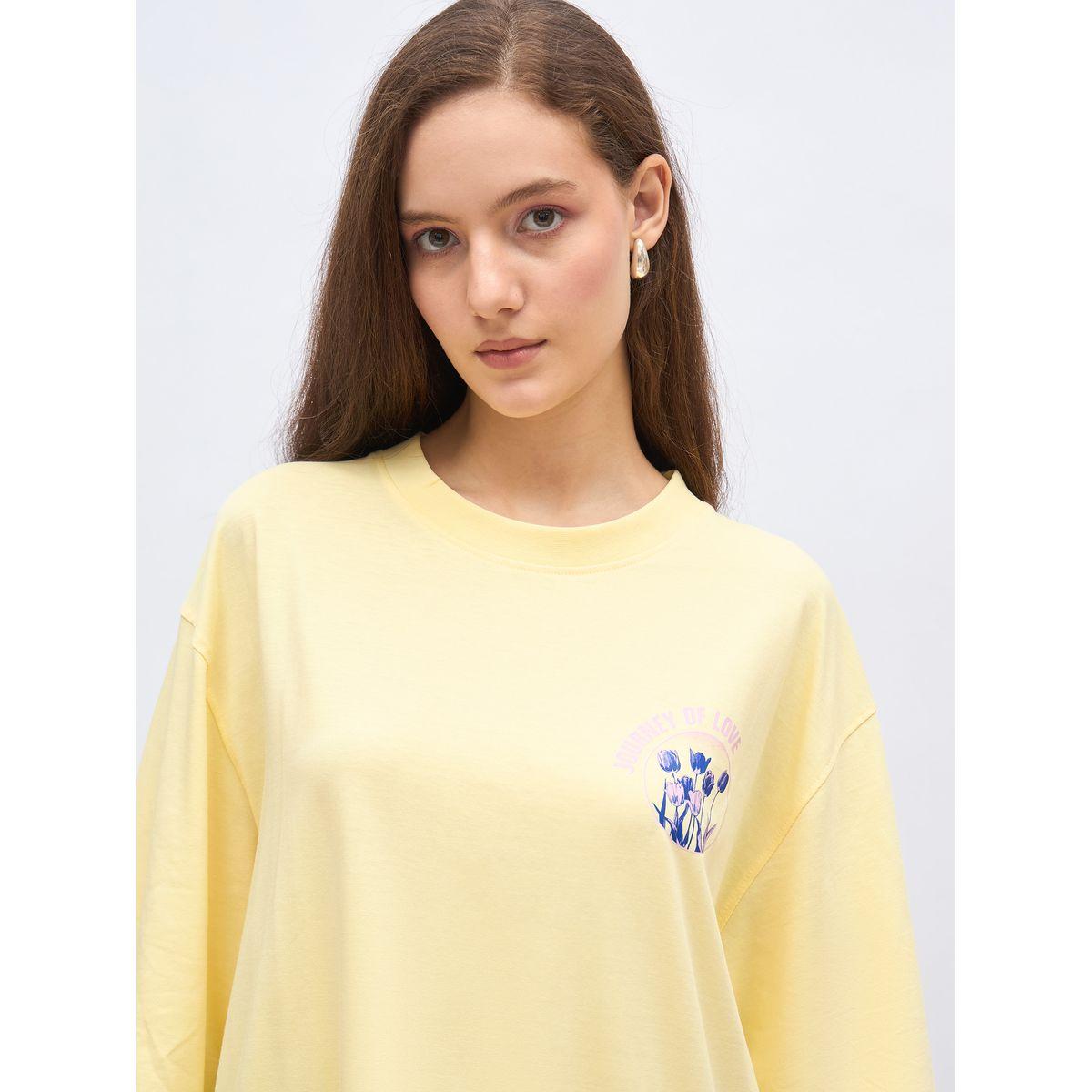 Styli Plus Oversized T-Shirt with Exaggerated Sleeves-women-clothing-tshirts-image-4