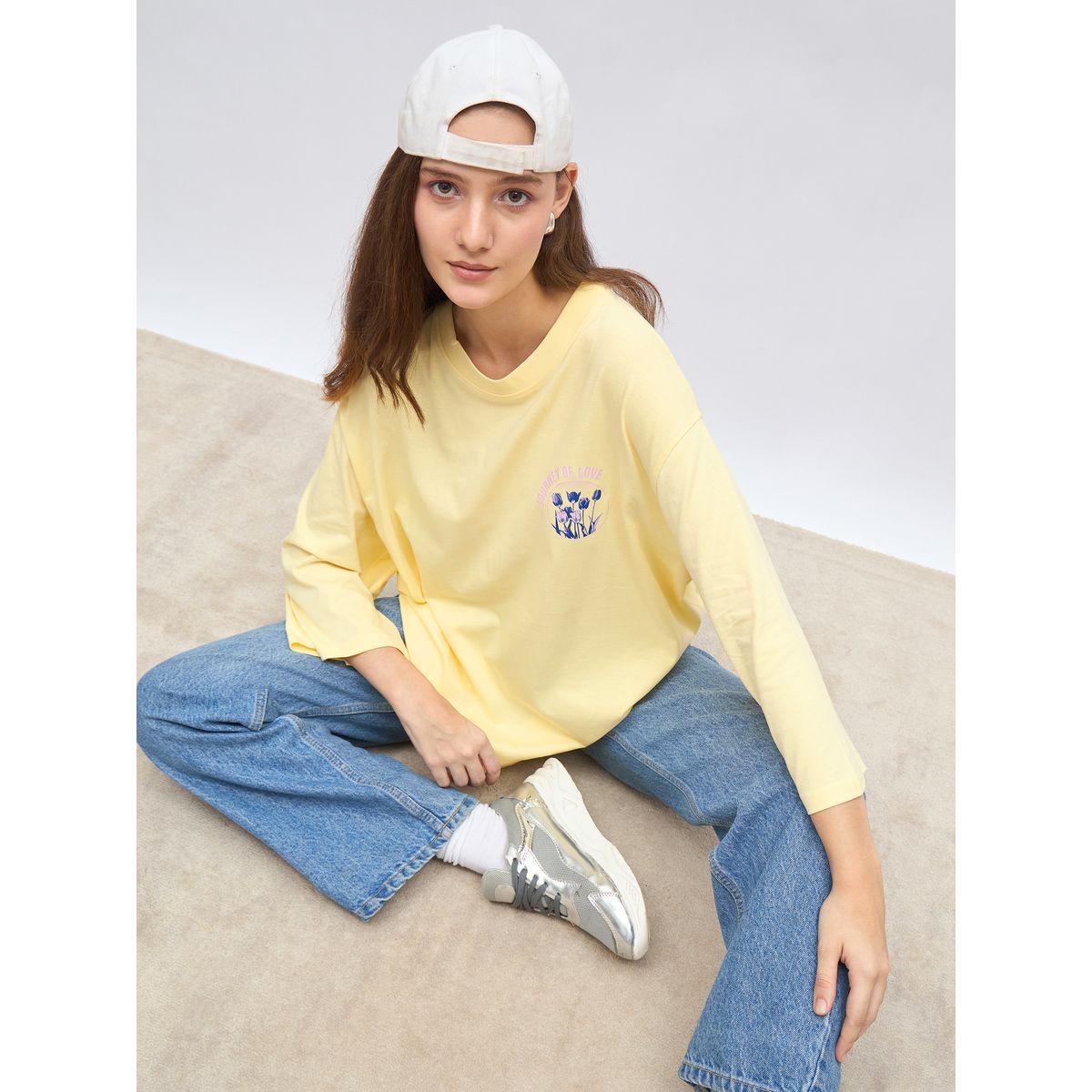 Styli Plus Oversized T-Shirt with Exaggerated Sleeves-women-clothing-tshirts-image-6