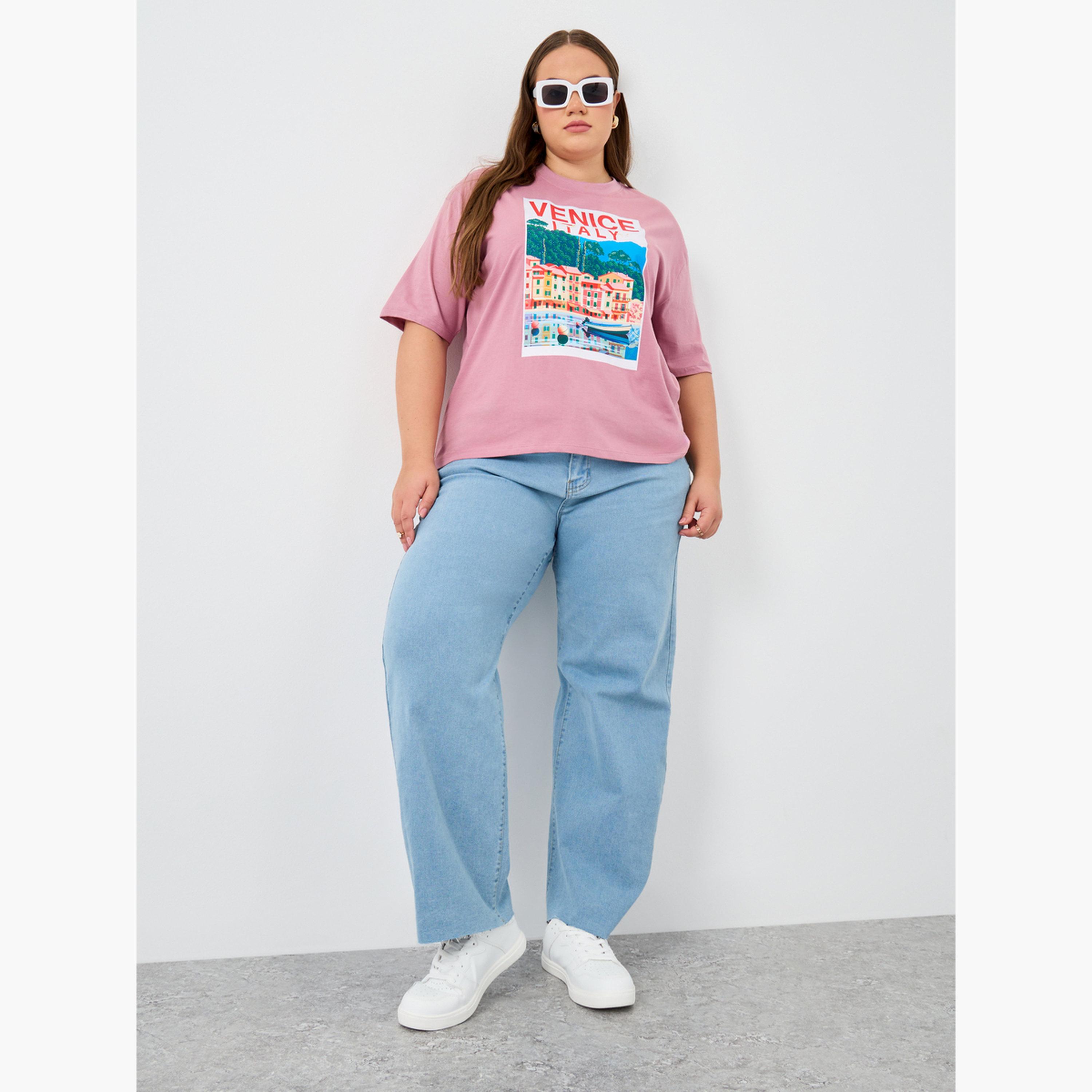 Styli Plus Size Venice Italy Printed T-Shirt-women-clothing-tshirts-image-2
