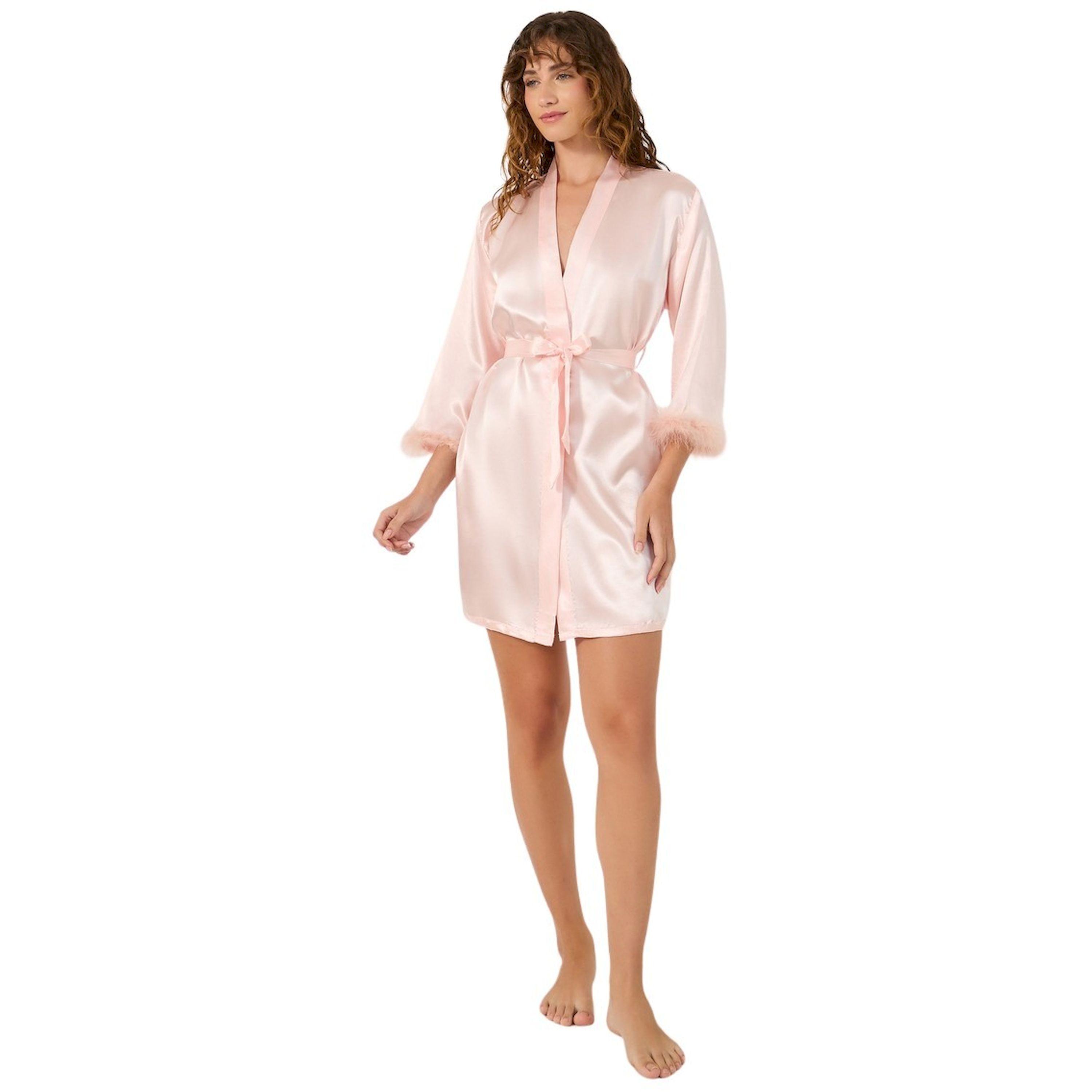 ستايلي -  فستان نوم ساتان للعروس مع حواف من الريش-women-clothing-nightwear-robes-image-1