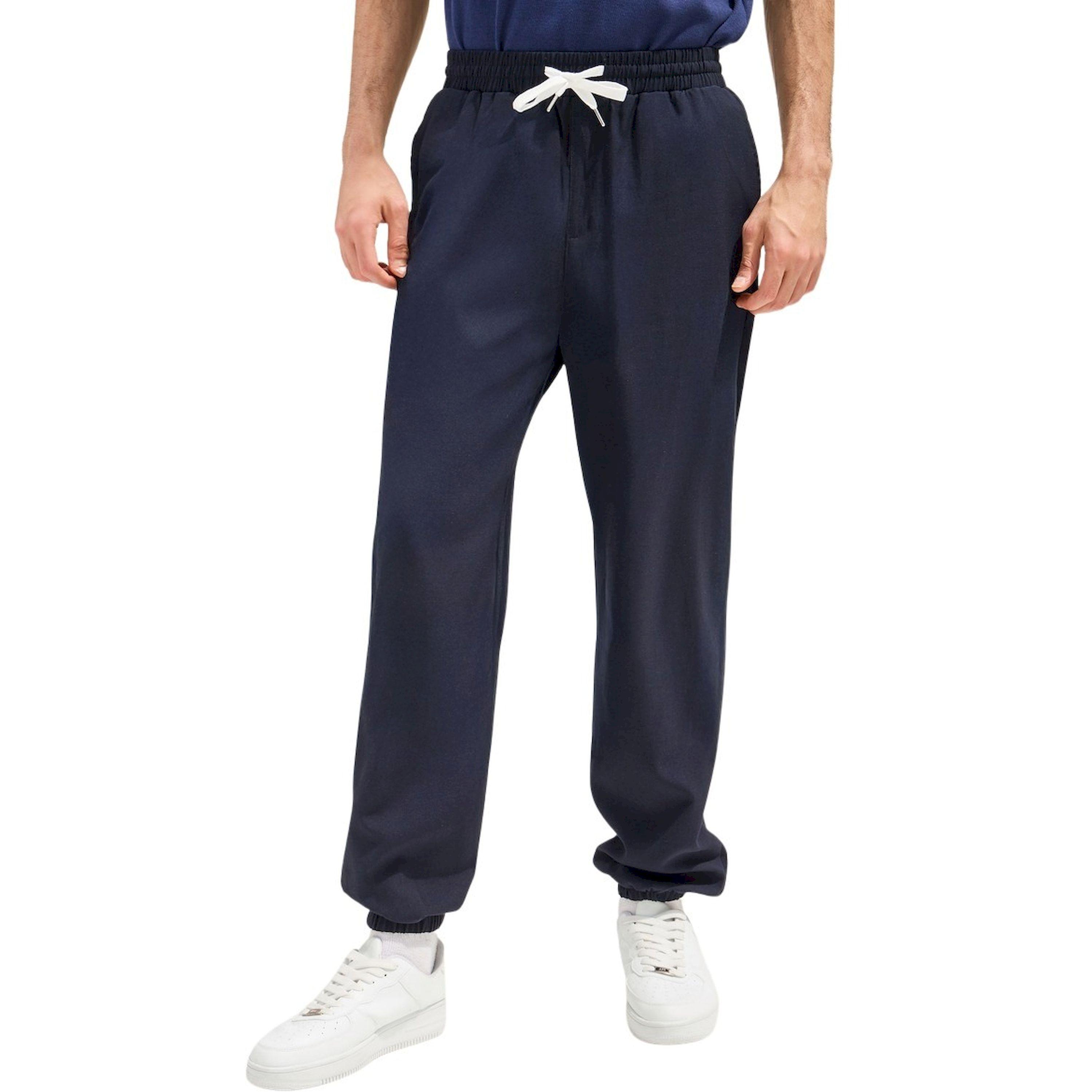ستايلي -  بنطال من مزيج الكتان الموحد بقصّة البالون مع تفاصيل مطوية-men-clothing-bottoms-joggers-image-1