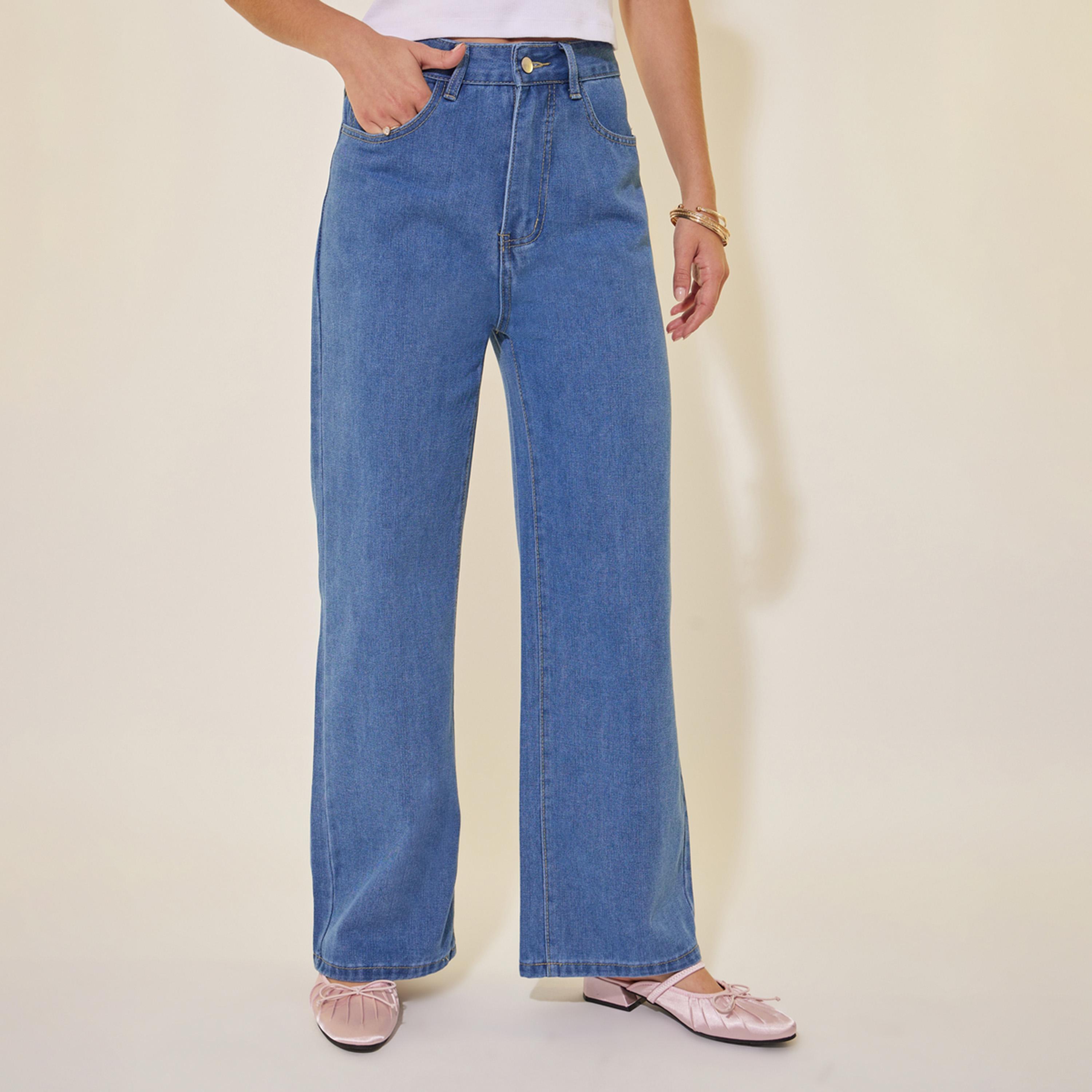 Take Two Mid Rise Wide Leg Jeans with Bow Tie Embroidered Pockets-women-clothing-bottoms-jeans-image-2