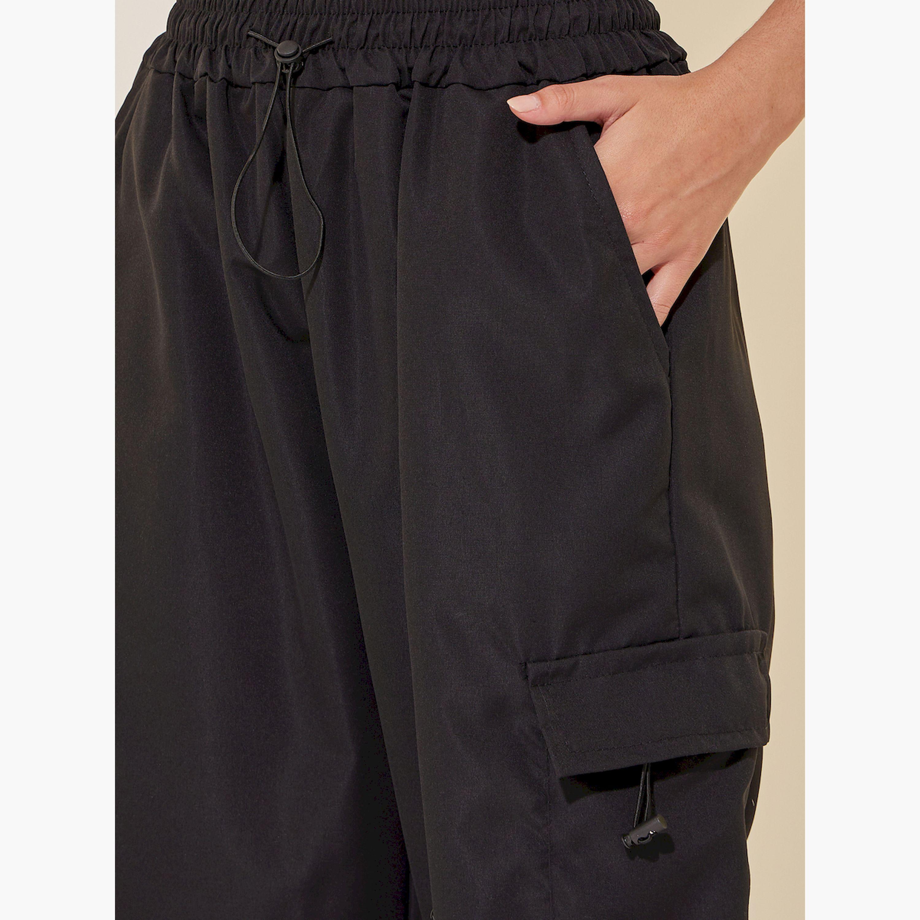 Take Two Solid Wide Leg Cargo Pants with Drawstring-women-clothing-bottoms-trousers-image-3