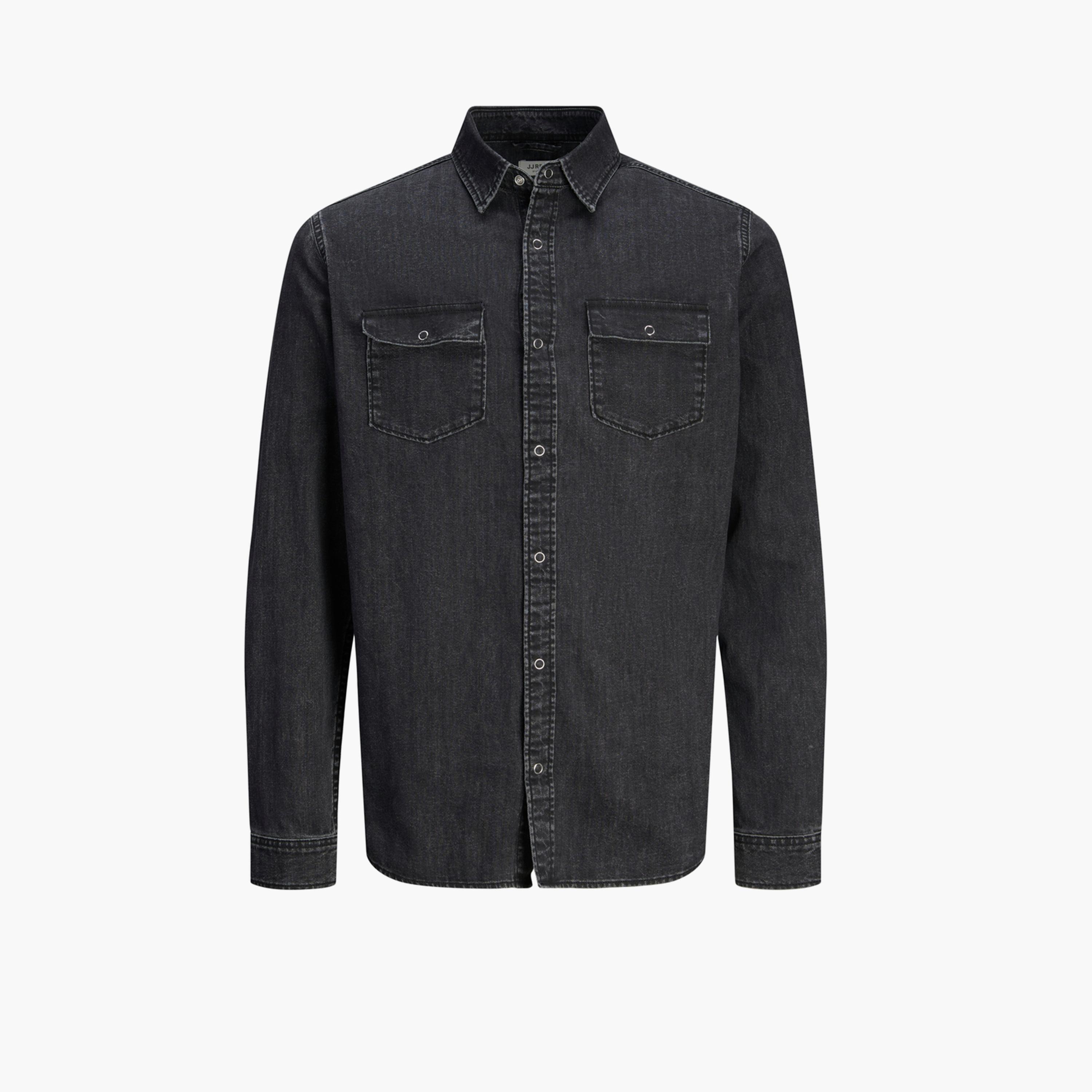 ريبيل- قميص من الدنيم الباهت مع جيوب بغطاء قلاب-men-clothing-shirts-image-1
