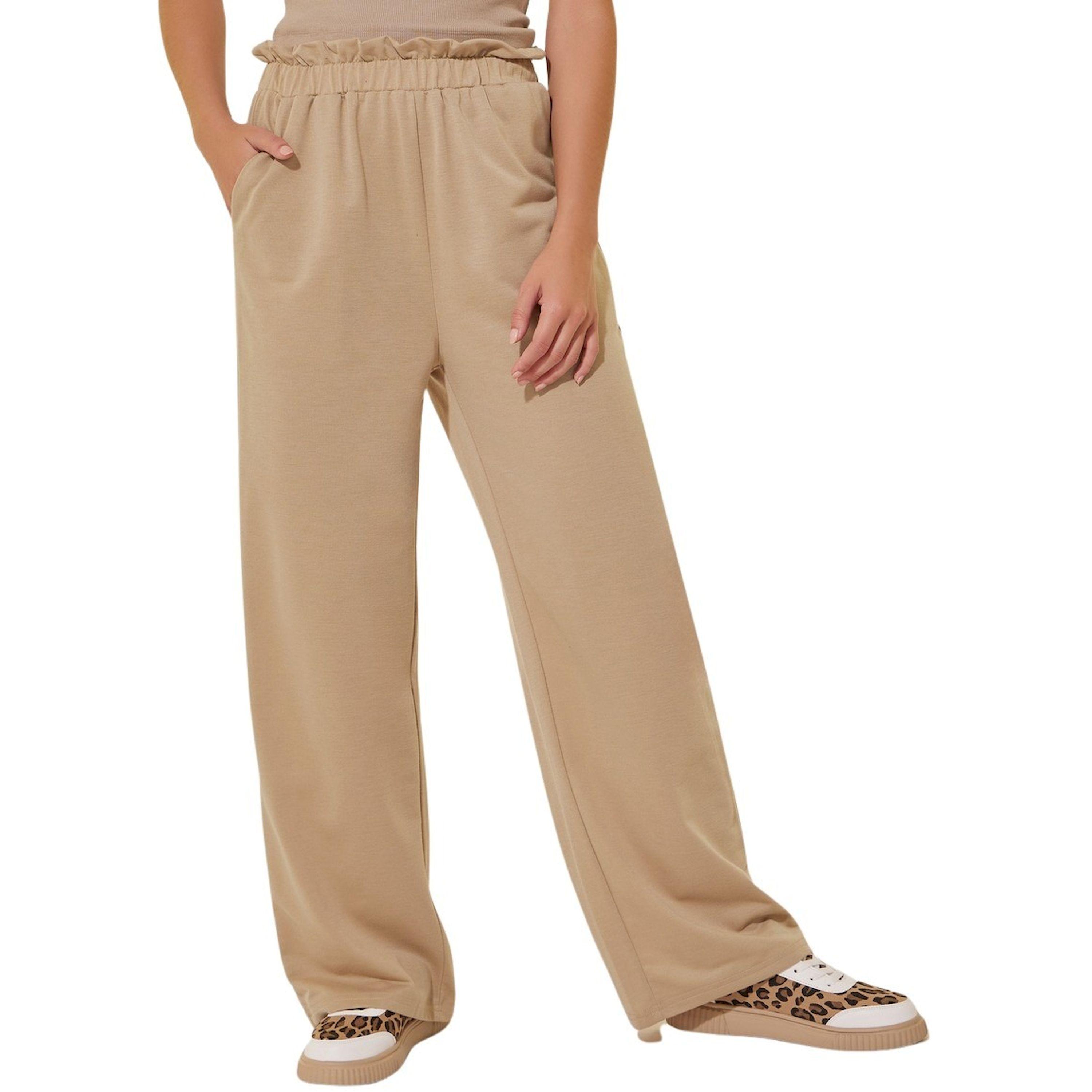 بنطال سادة بخصر مطاطي وتفاصيل كشكش-women-clothing-bottoms-trousers-image-3
