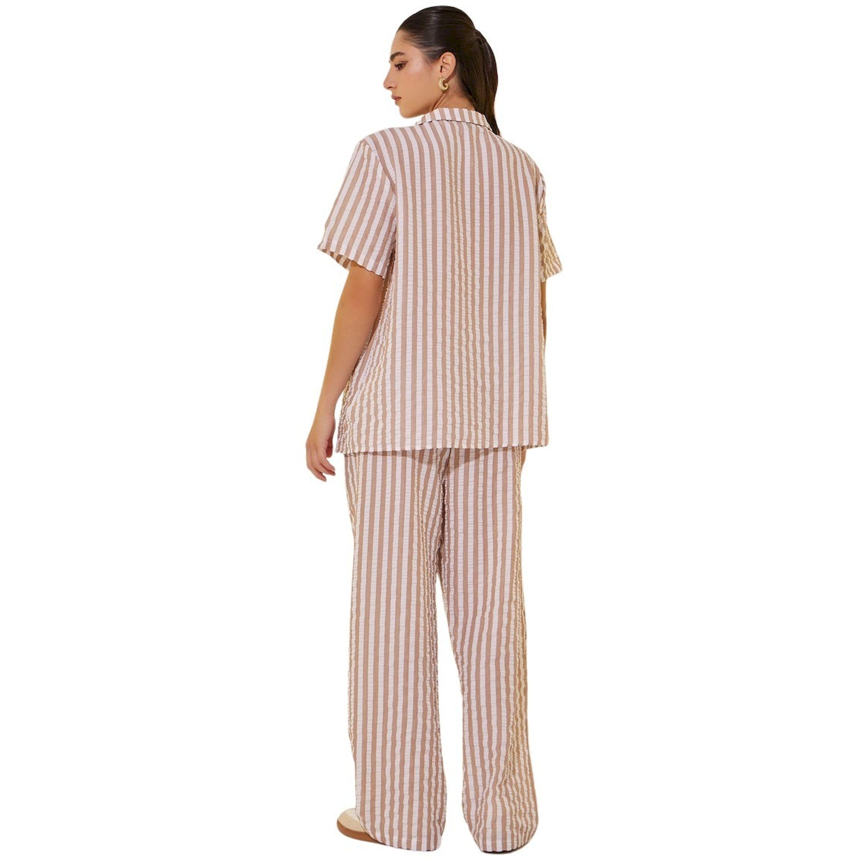 مجموعة من بنطال بأرجل واسعة وبلوزة مخططة بأكمام قصيرة-women-clothing-coordsets-image-5