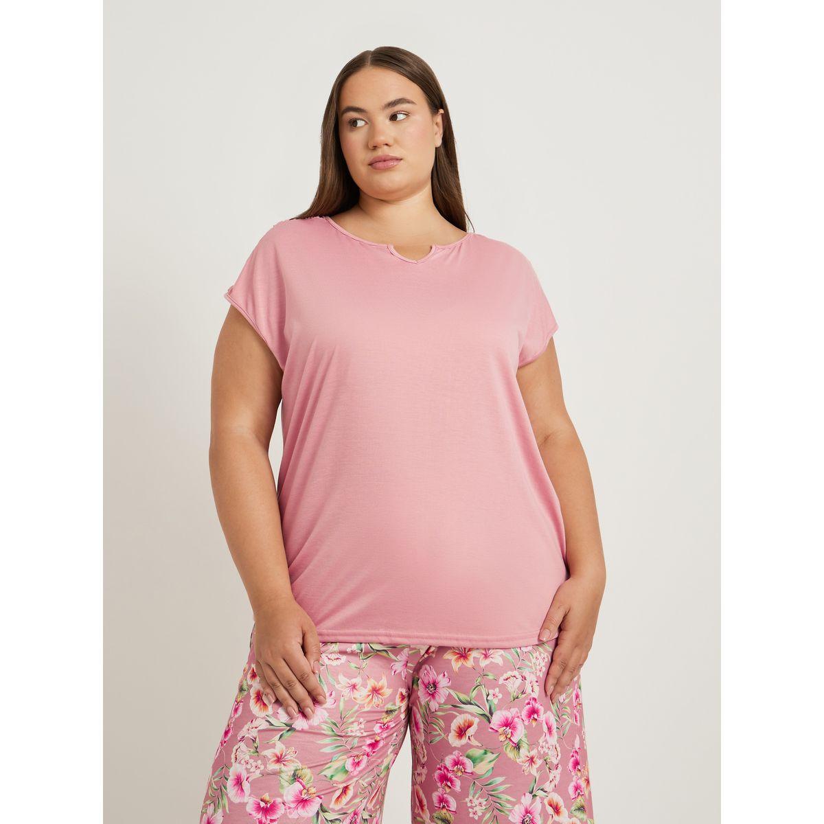 طقم بيجاما من بنطال وبلوزة بمقاس كبير وياقة بشق-women-clothing-nightwear-pyjamas-longsets-image-3