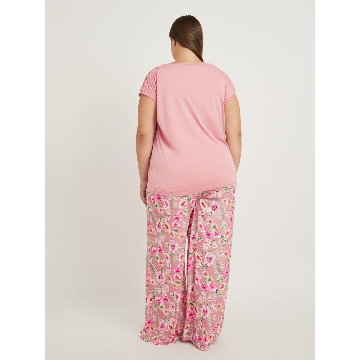 طقم بيجاما من بنطال وبلوزة بمقاس كبير وياقة بشق-women-clothing-nightwear-pyjamas-longsets-image-5