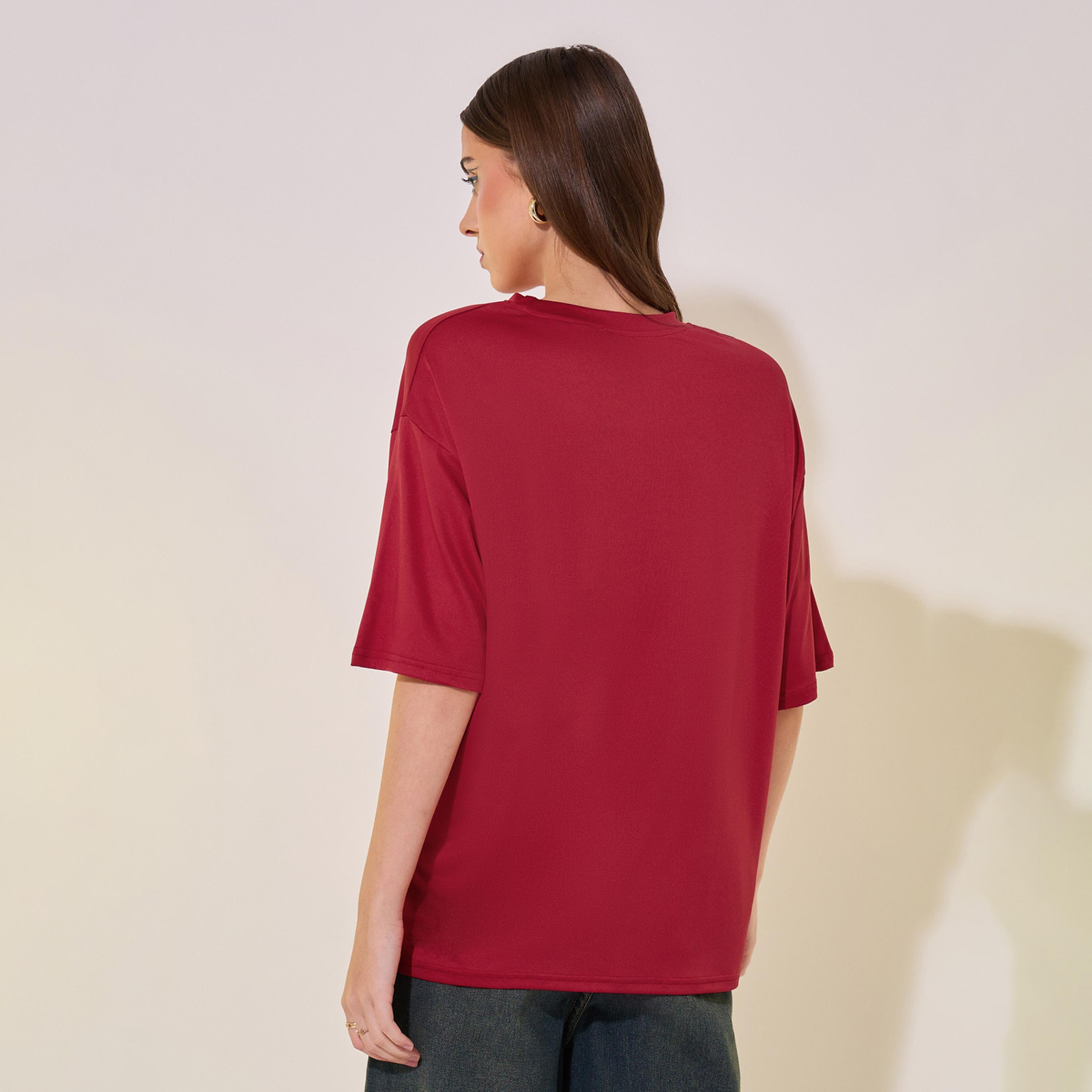 Take Two Slogan Print Round Neck Oversized T-Shirt-women-clothing-tshirts-image-4