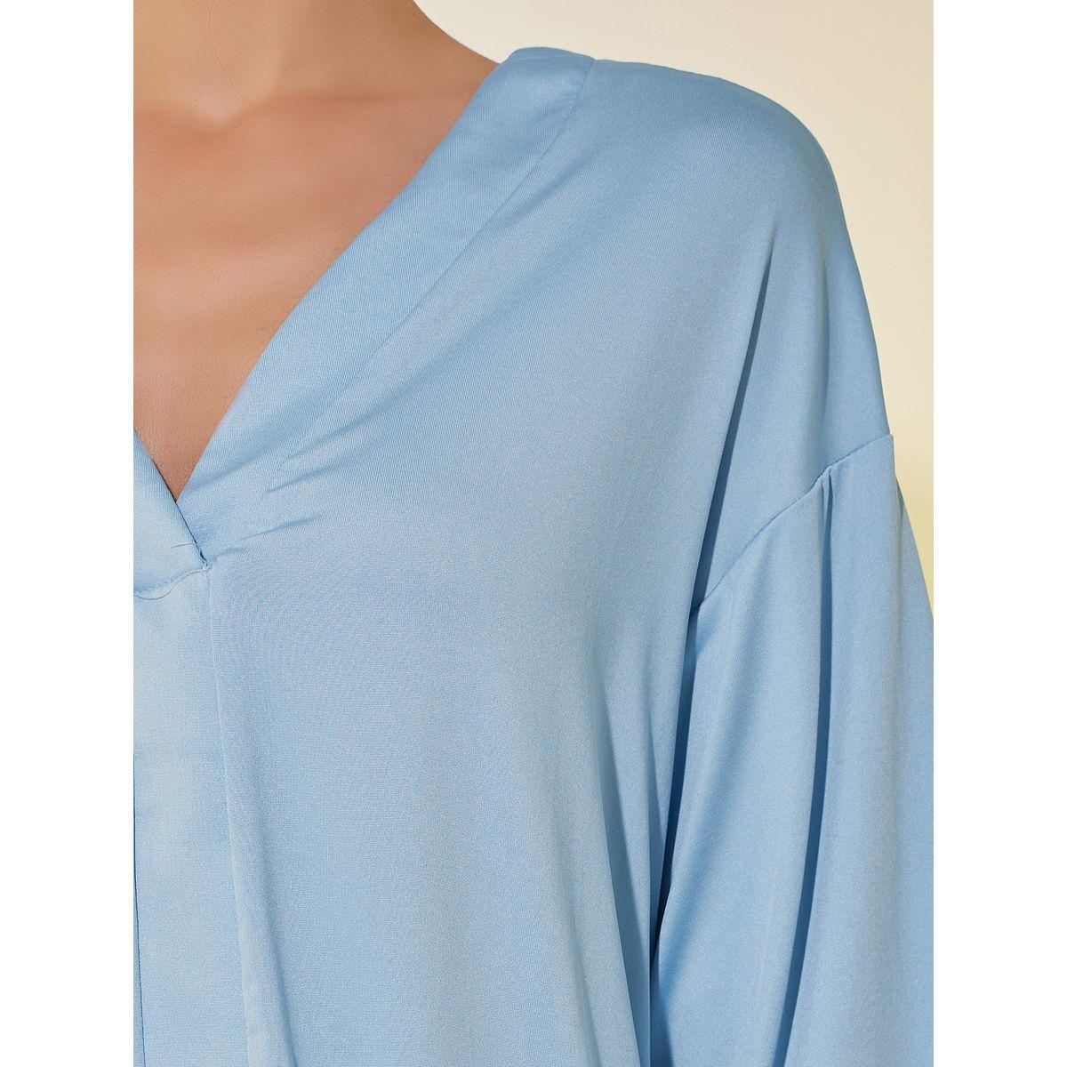 طقم بيجاما من بنطال وبلوزة سادة بأكتاف منخفضة-women-clothing-nightwear-pyjamas-longsets-image-4