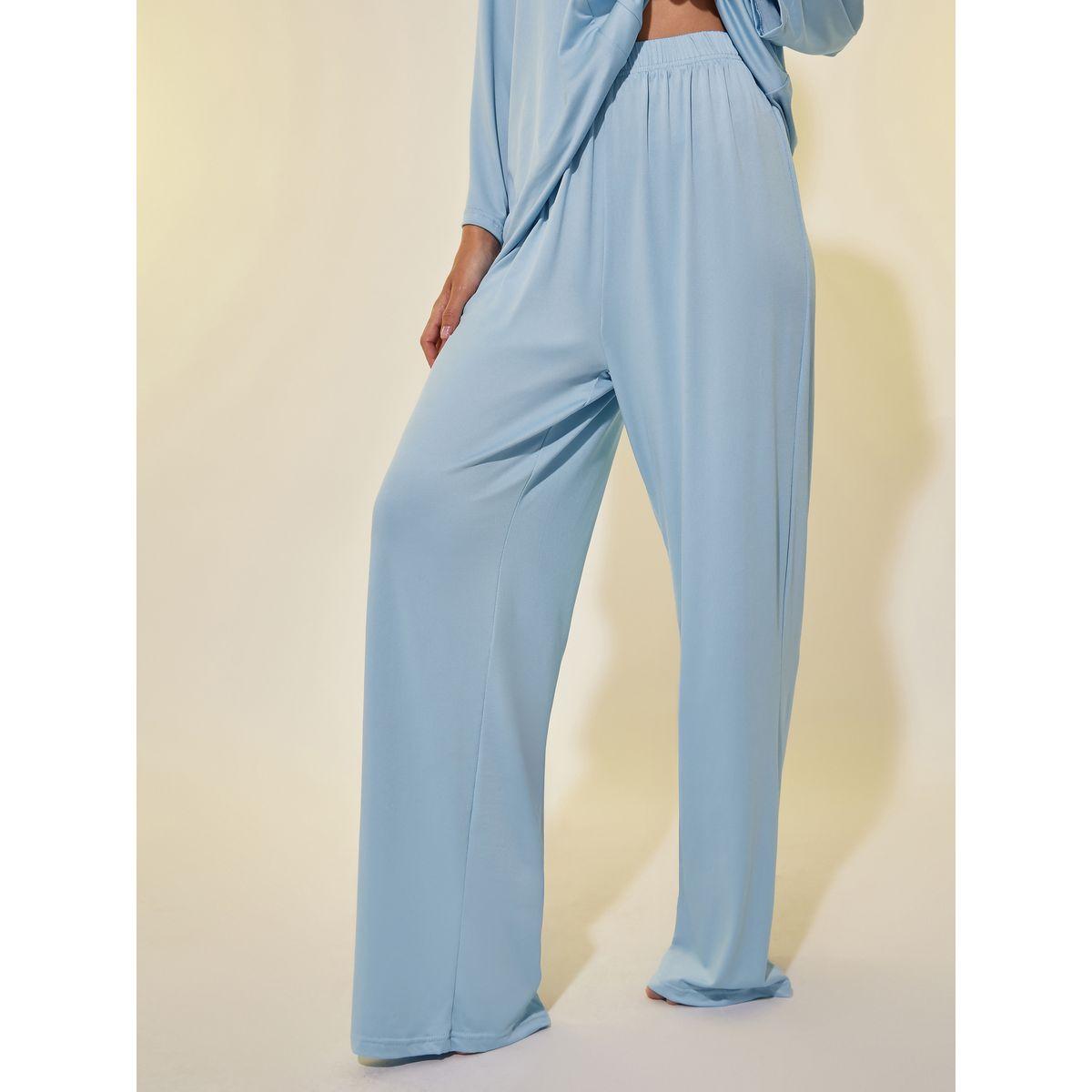 Styli Solid V-Neck Dropped Shoulder Top and Pyjama Set-women-clothing-nightwear-pyjamas-longsets-image-5