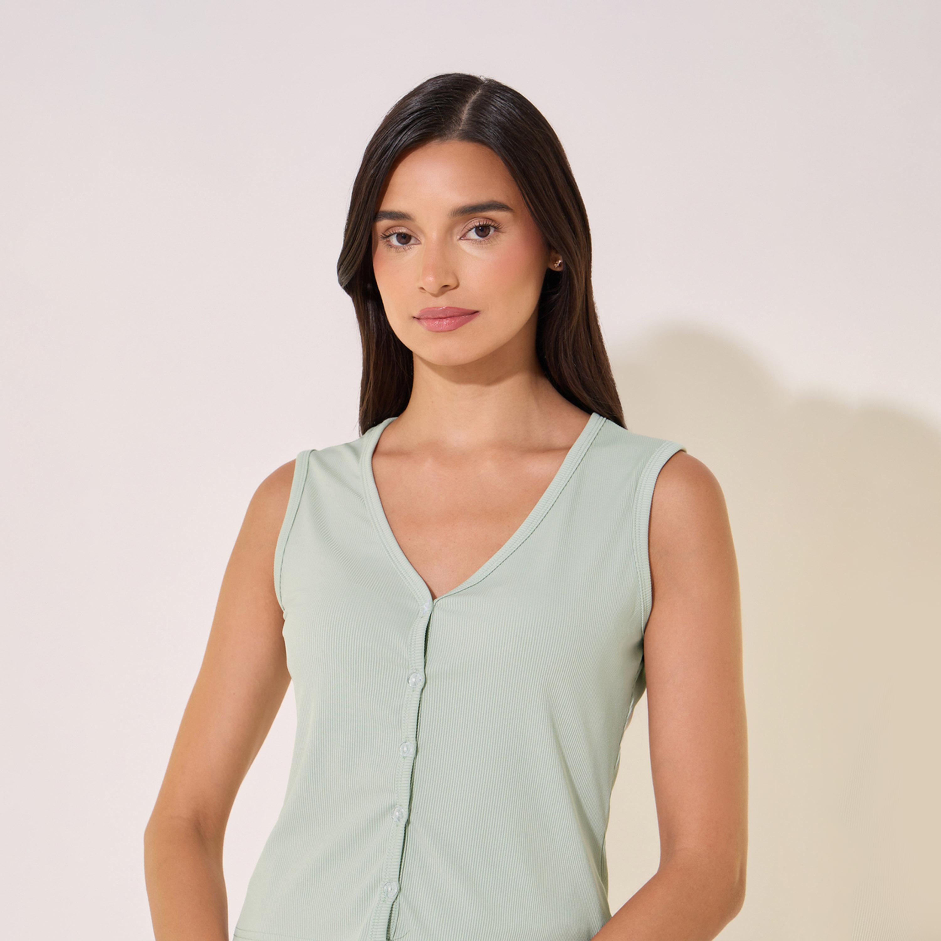 Take Two Rib Knit V-Neck Cami Top and Pyjama Set-women-clothing-nightwear-pyjamas-longsets-image-4