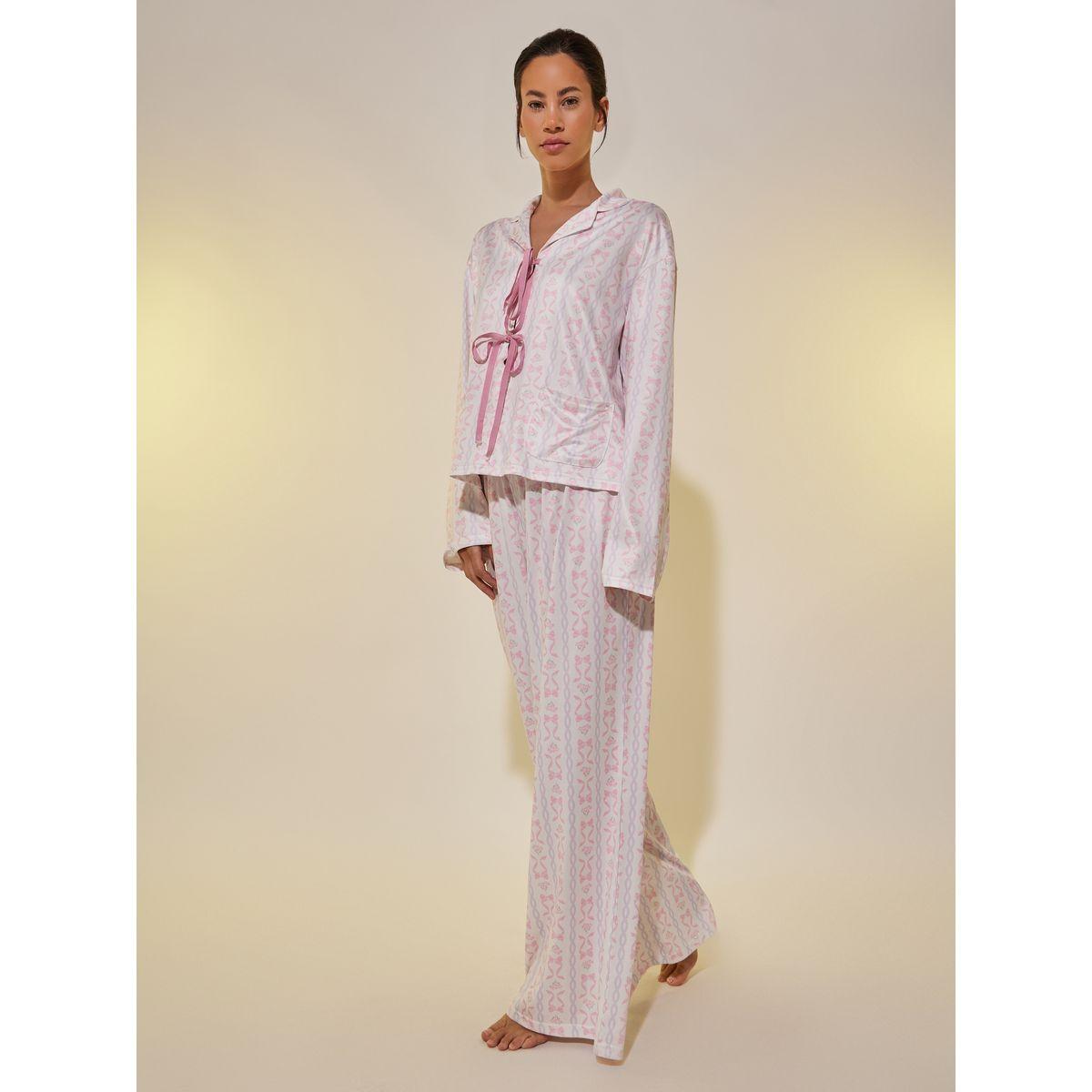 طقم بيجاما من بنطال وبلوزة مطبعة بالكامل-women-clothing-nightwear-pyjamas-longsets-image-1