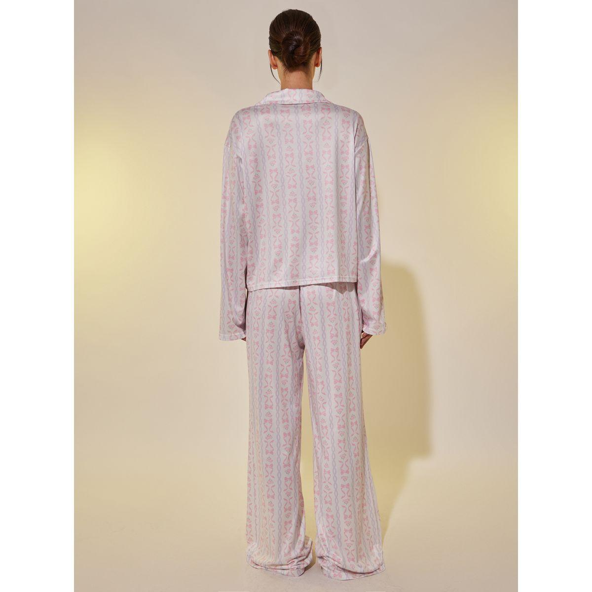 Styli All-Over Printed Bowknot Detail Shirt and Pyjama Set-women-clothing-nightwear-pyjamas-longsets-image-5