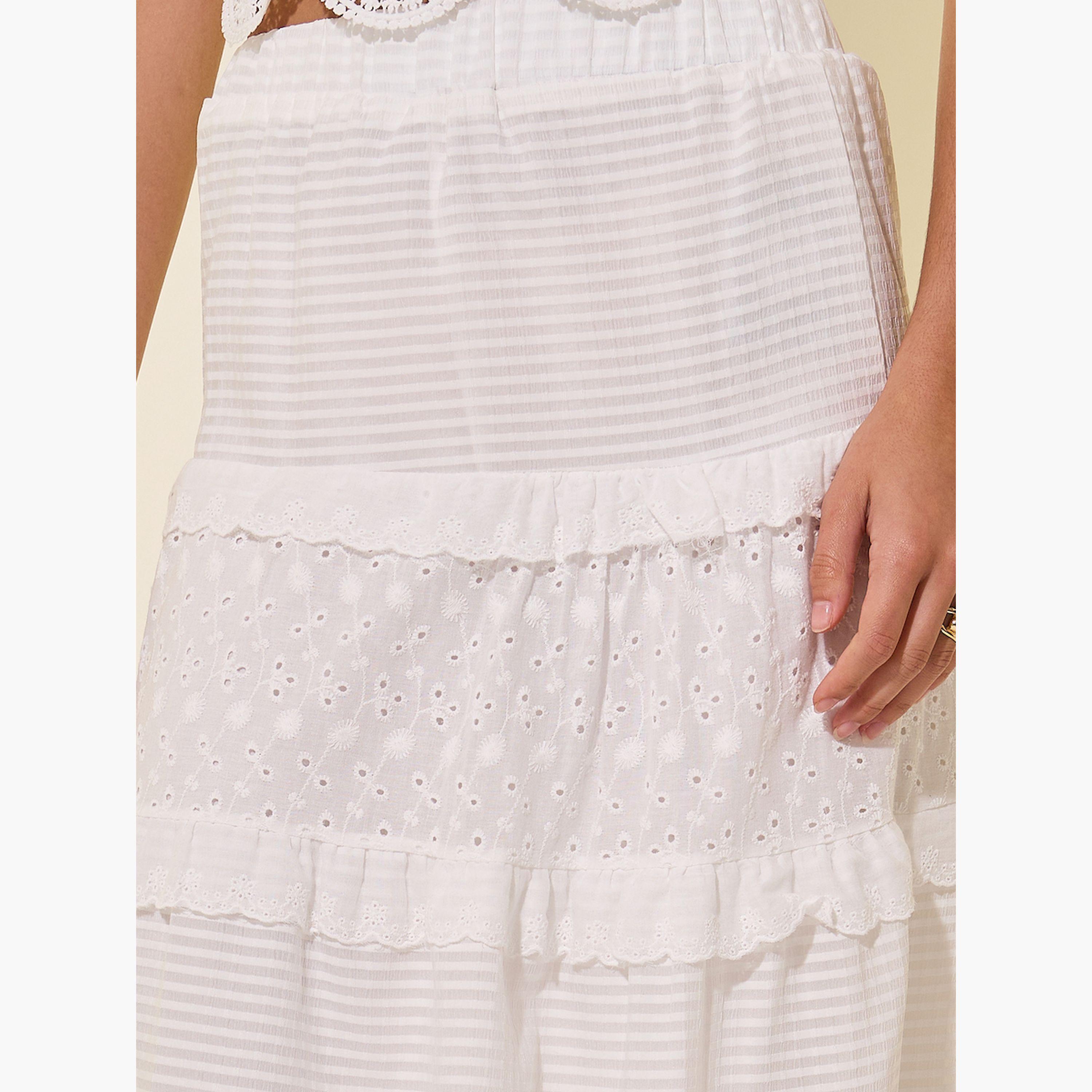 تنورة ميدي بحافة واسعة وتفاصيل دانتيل-women-clothing-bottoms-skirts-image-3