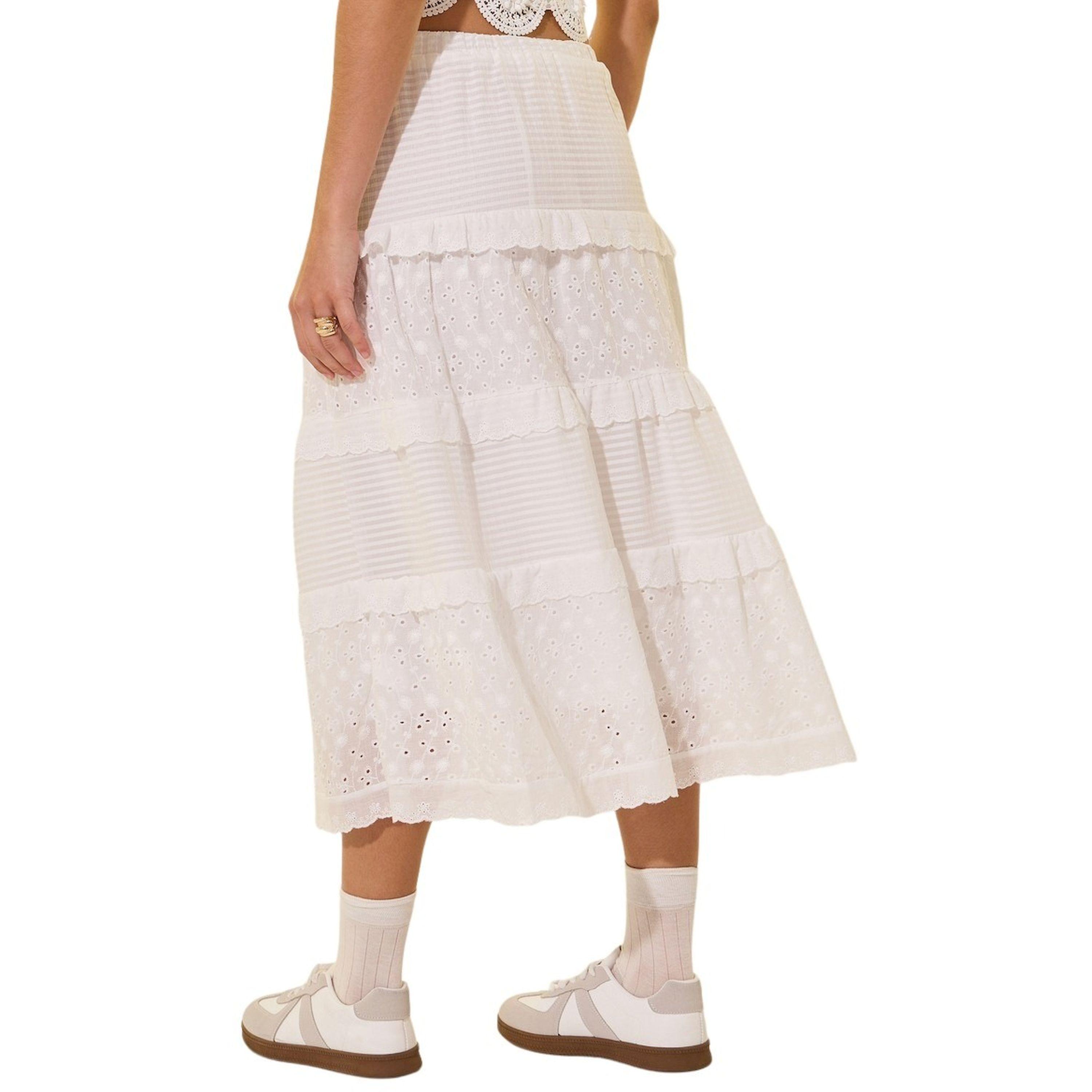تنورة ميدي بحافة واسعة وتفاصيل دانتيل-women-clothing-bottoms-skirts-image-4