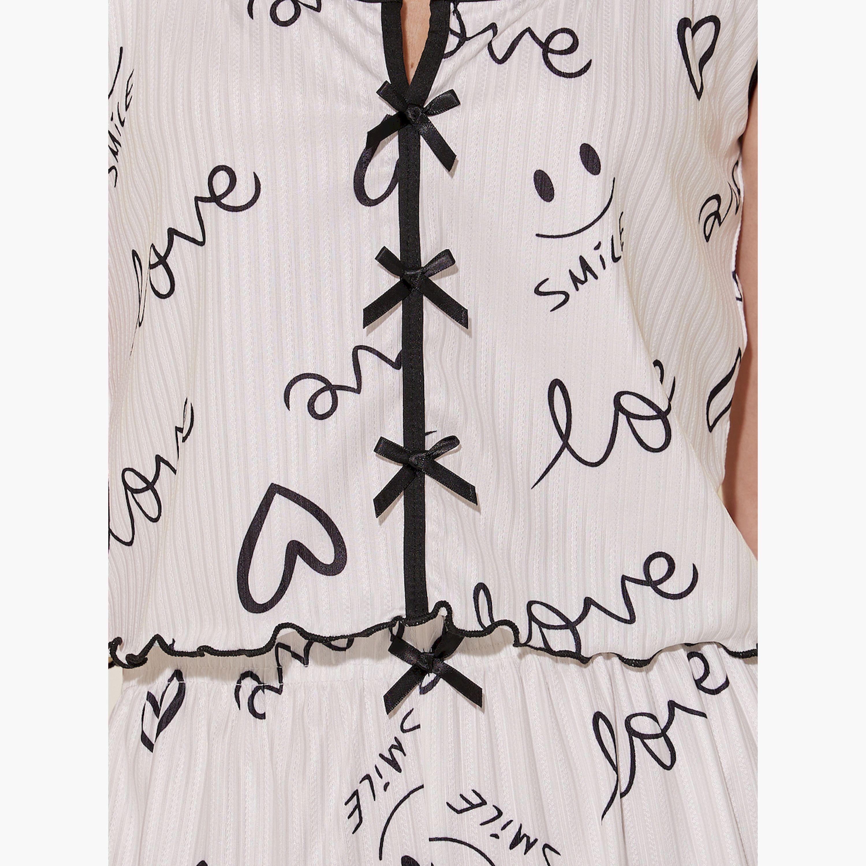 مجموعة من شورت وبلوزة كامي مطبعة-women-clothing-nightwear-pyjamas-shortsets-image-3