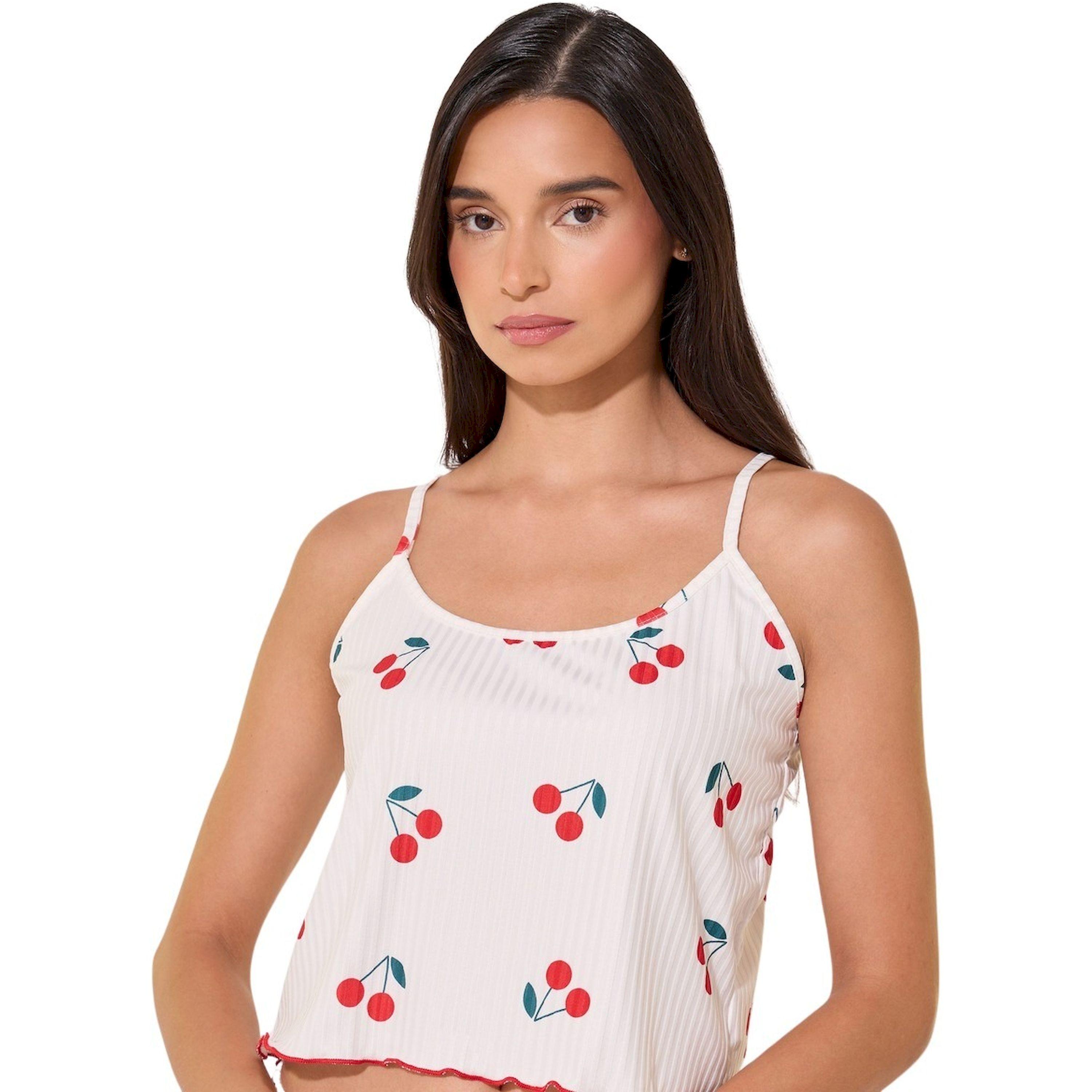 طقم بيجاما من شورت وبلوزة كامي بطبعة كرز-women-clothing-nightwear-pyjamas-shortsets-image-3