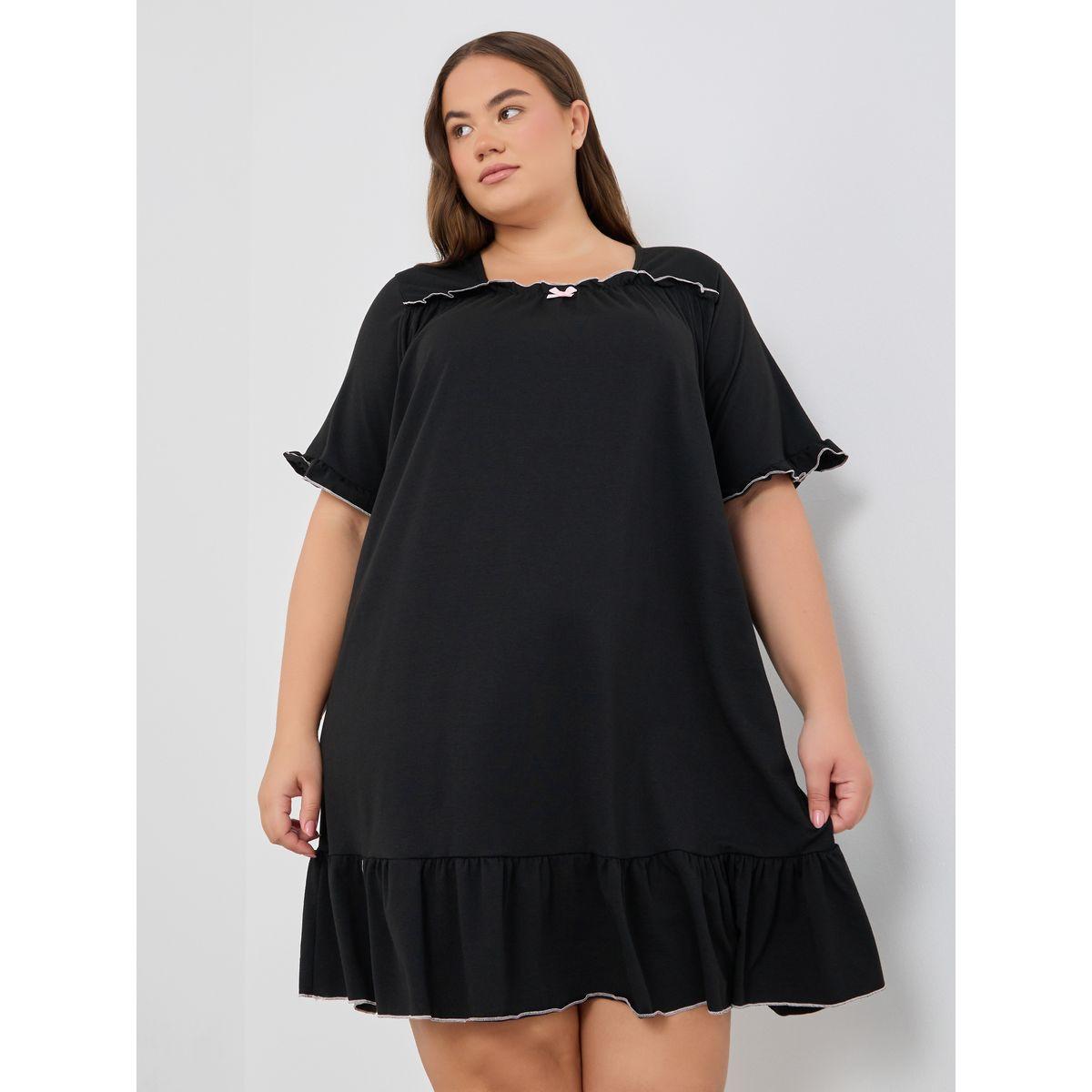 قميص نوم بمقاس كبير وحافة كشكش-women-clothing-nightwear-nighties-image-2