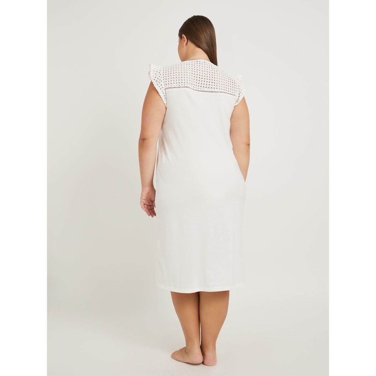 Styli Plus Size Schiffli Yoke Flat Pompom Detail Nightdress-women-clothing-nightwear-nighties-image-4
