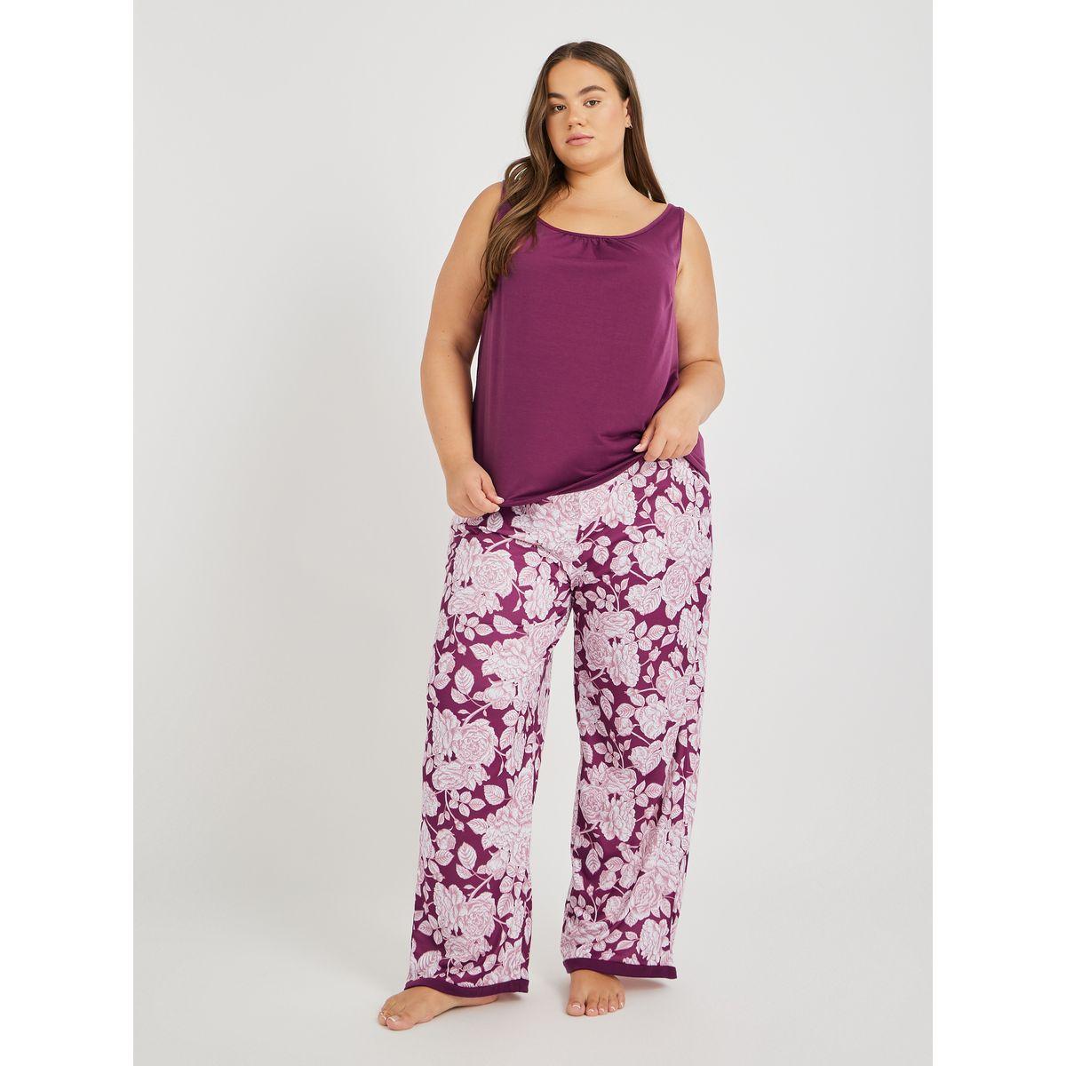Styli Plus Size Gathered Swing Cami and All-Over Floral Print Pyjama Set-women-clothing-nightwear-pyjamas-longsets-image-1