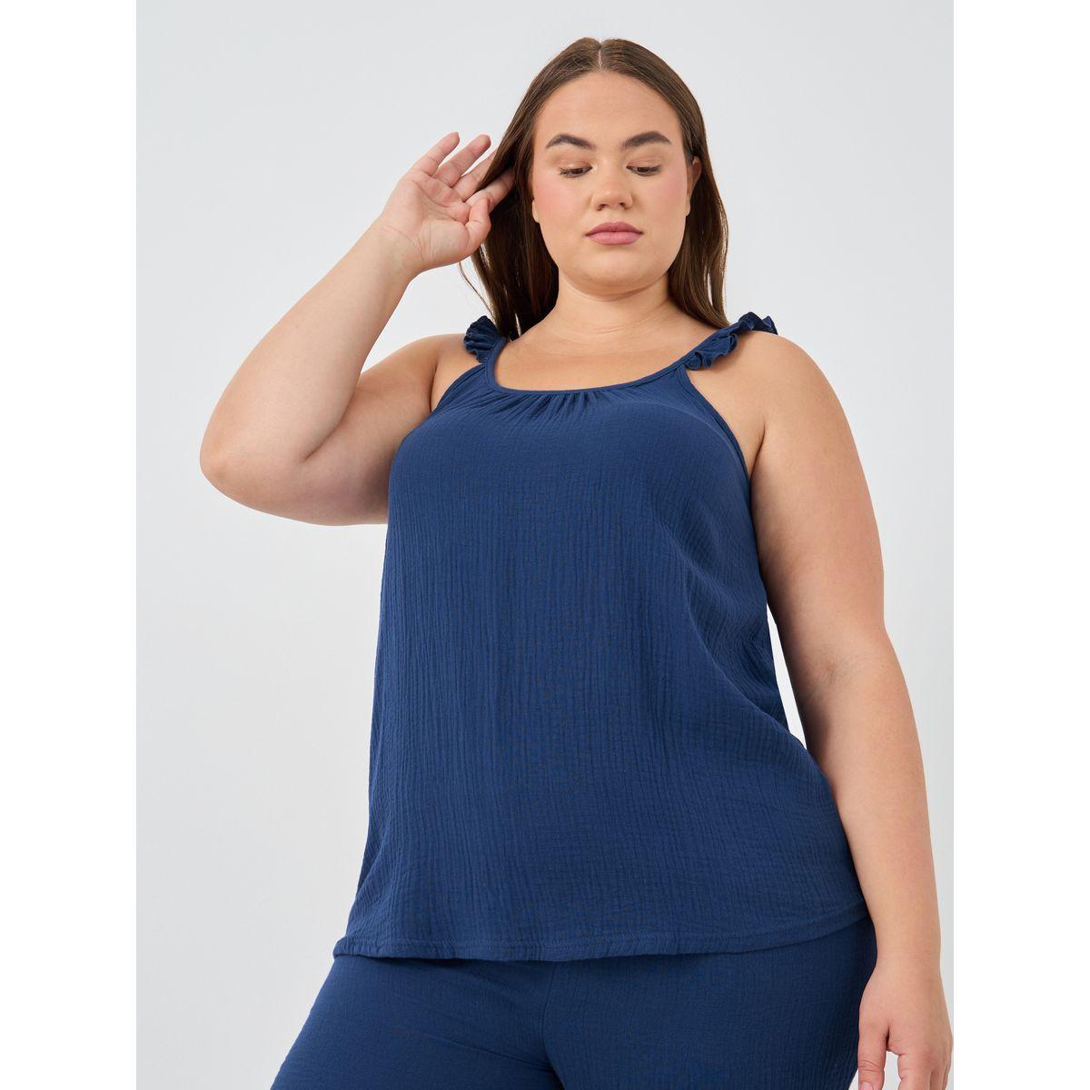 طقم بيجاما بمقاس كبير من بنطال وبلوزة كامي-women-clothing-nightwear-pyjamas-longsets-image-2
